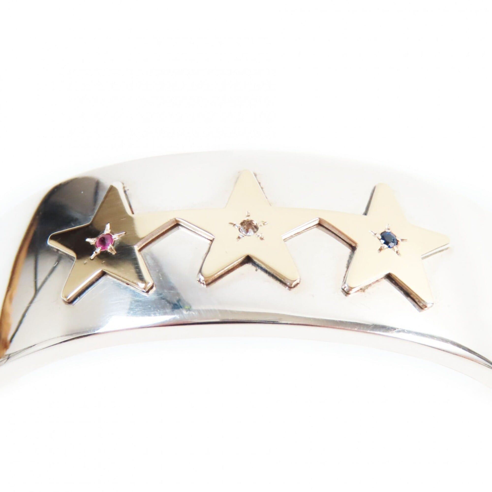 Tiffany & Co. Tiffany & Co. 1940s Vintage (During World War II) 3-Star Bangle - Ruby, Diamond, Sapphire, Star Engraved Bracelet Silver Gold Total Weight 36.5g Men's Size ONE SIZE - 7 Thumbnail