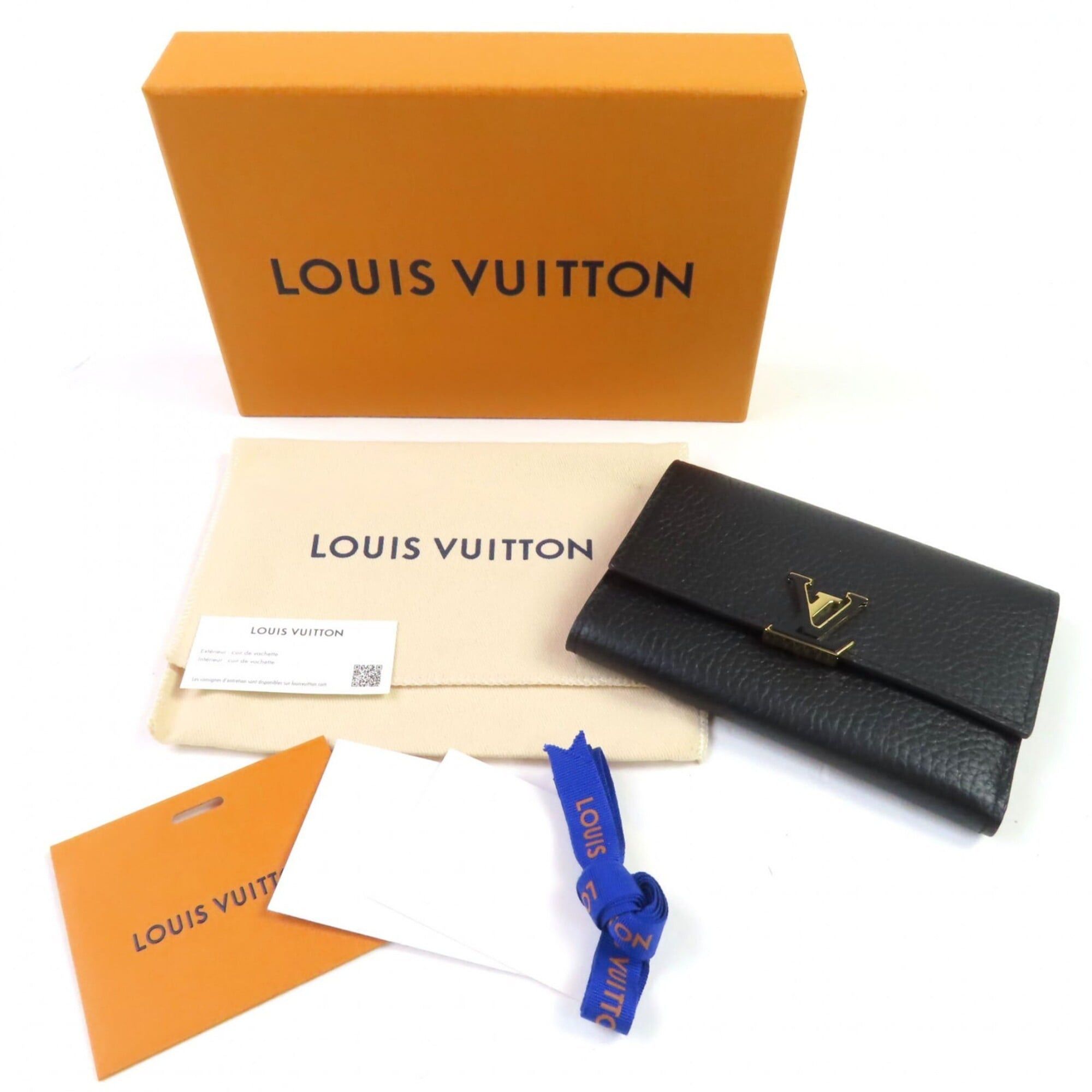 Louis Vuitton LOUIS VUITTON M62157 Portefeuille Capucines Compact Taurillon Leather Noir Hot Pink Bi-fold Wallet Gold Hardware Comes with Box and Dust Bag Made in France Women's Size ONE SIZE - 2 Thumbnail