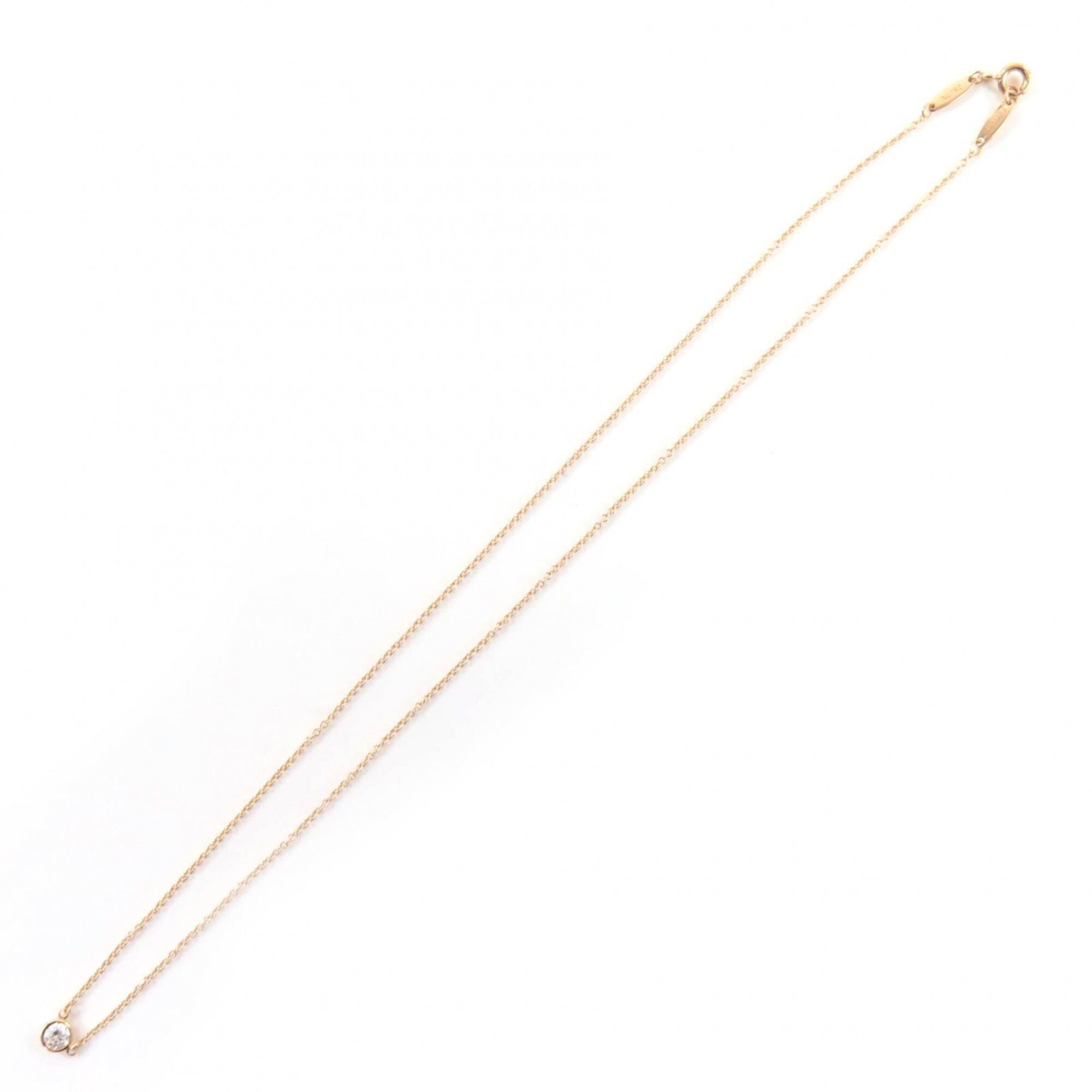 Tiffany & Co. TIFFANY&Co. Tiffany 69710727 Elsa Peretti By the Yard 18K 750PG Diamond Approx. 0.18ct 1P Necklace Pink Gold with Case Set Diameter 4.80mm Weight 1.8g Women's Size ONE SIZE - 5 Thumbnail