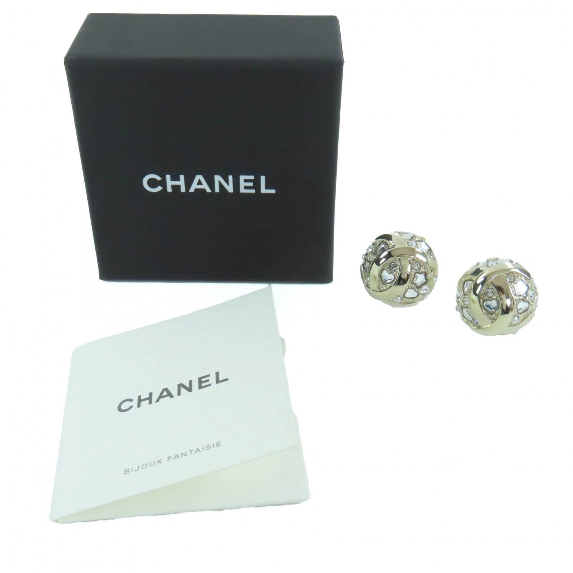 Chanel CHANEL B25P ABF219 Metal Strass Star & Heart Motif Ball Earrings (Pair) Gold, with Box, Women's Size ONE SIZE - 2 Thumbnail