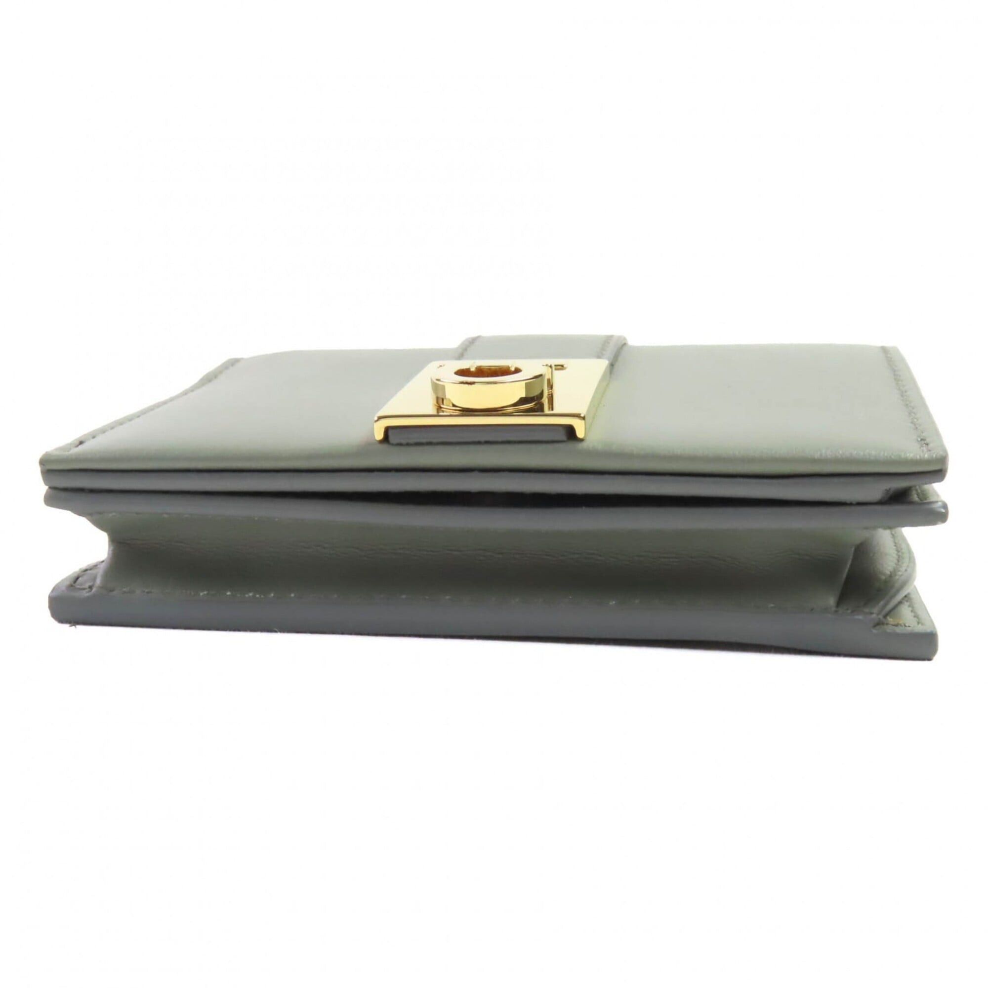 Salvatore Ferragamo Salvatore Ferragamo FERRAGAMO 0775288 Leather Compact Bi-fold Wallet with Gancini Hardware, Ash Gray, Gold Comes Box, Made in Italy, Women's Size ONE SIZE - 4 Thumbnail