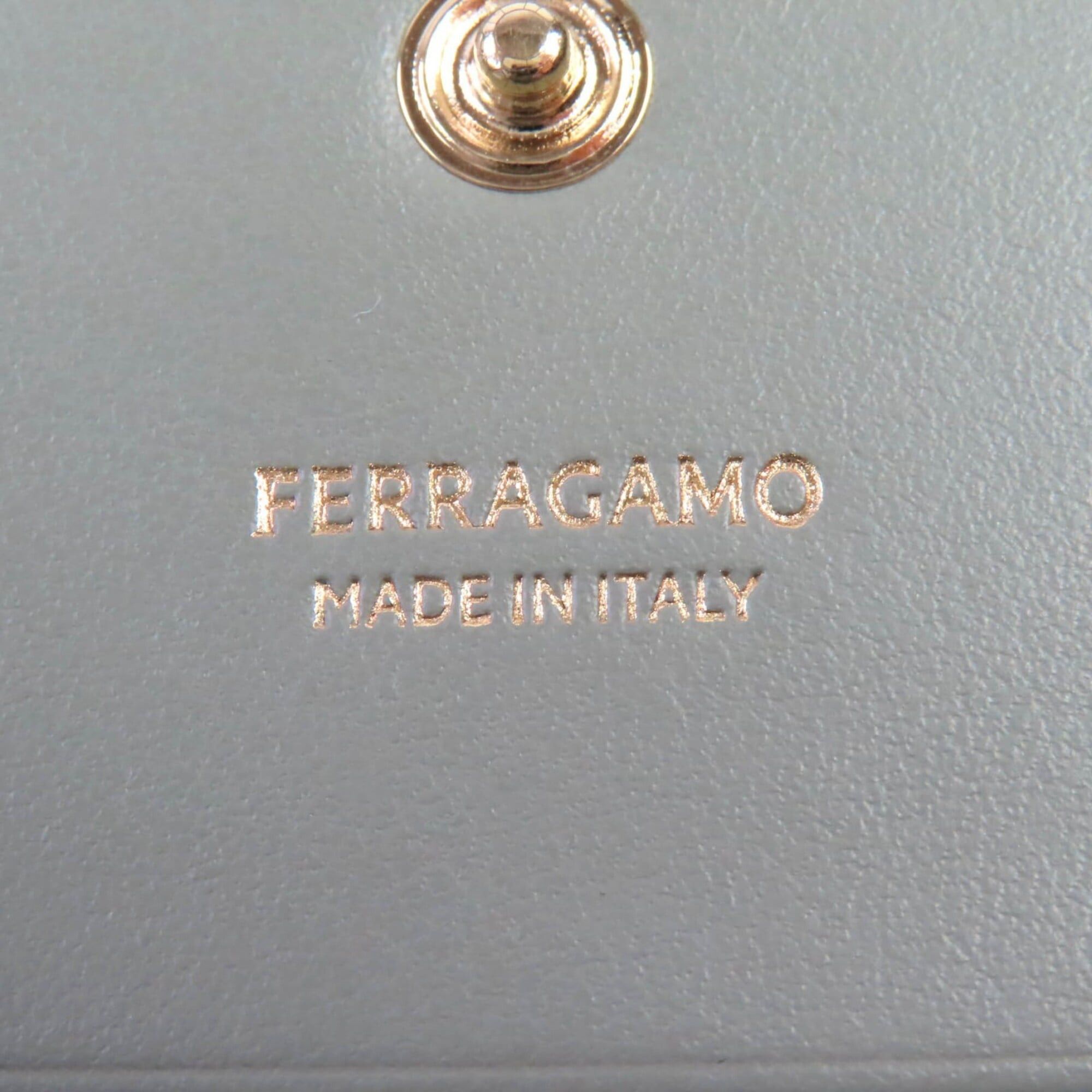 Salvatore Ferragamo Salvatore Ferragamo FERRAGAMO 0775288 Leather Compact Bi-fold Wallet with Gancini Hardware, Ash Gray, Gold Comes Box, Made in Italy, Women's Size ONE SIZE - 13 Thumbnail