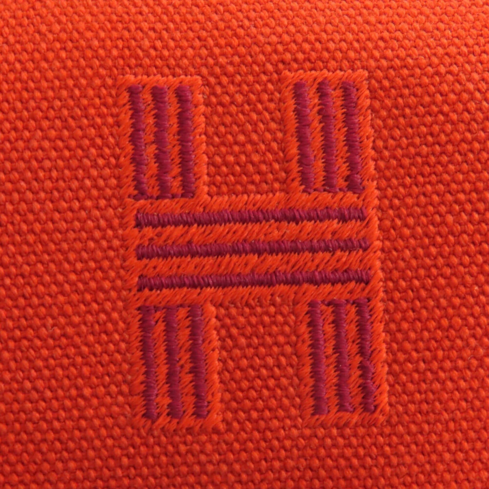 Hermes HERMES Bride à Black PM 100% Wool, Silver Hardware, Sellier Button, H Logo, Canvas Pouch Handbag, Orange, Made in France, Women's Size ONE SIZE - 8 Thumbnail