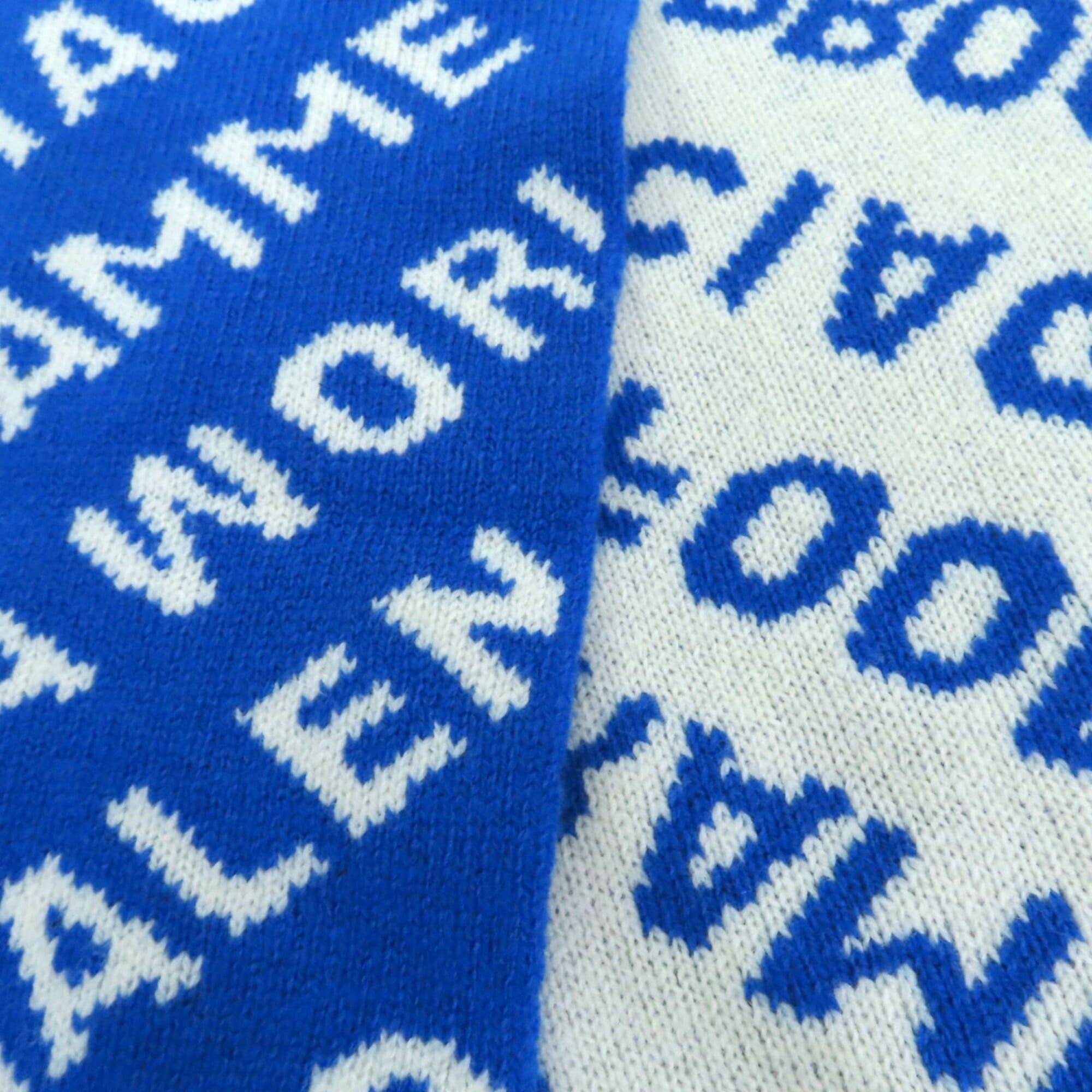 Balenciaga BALENCIAGA 612960 Wool Jacquard Logo Large Scarf/Stole Blue/White Made in Italy Authentic Women's Size ONE SIZE - 4 Thumbnail