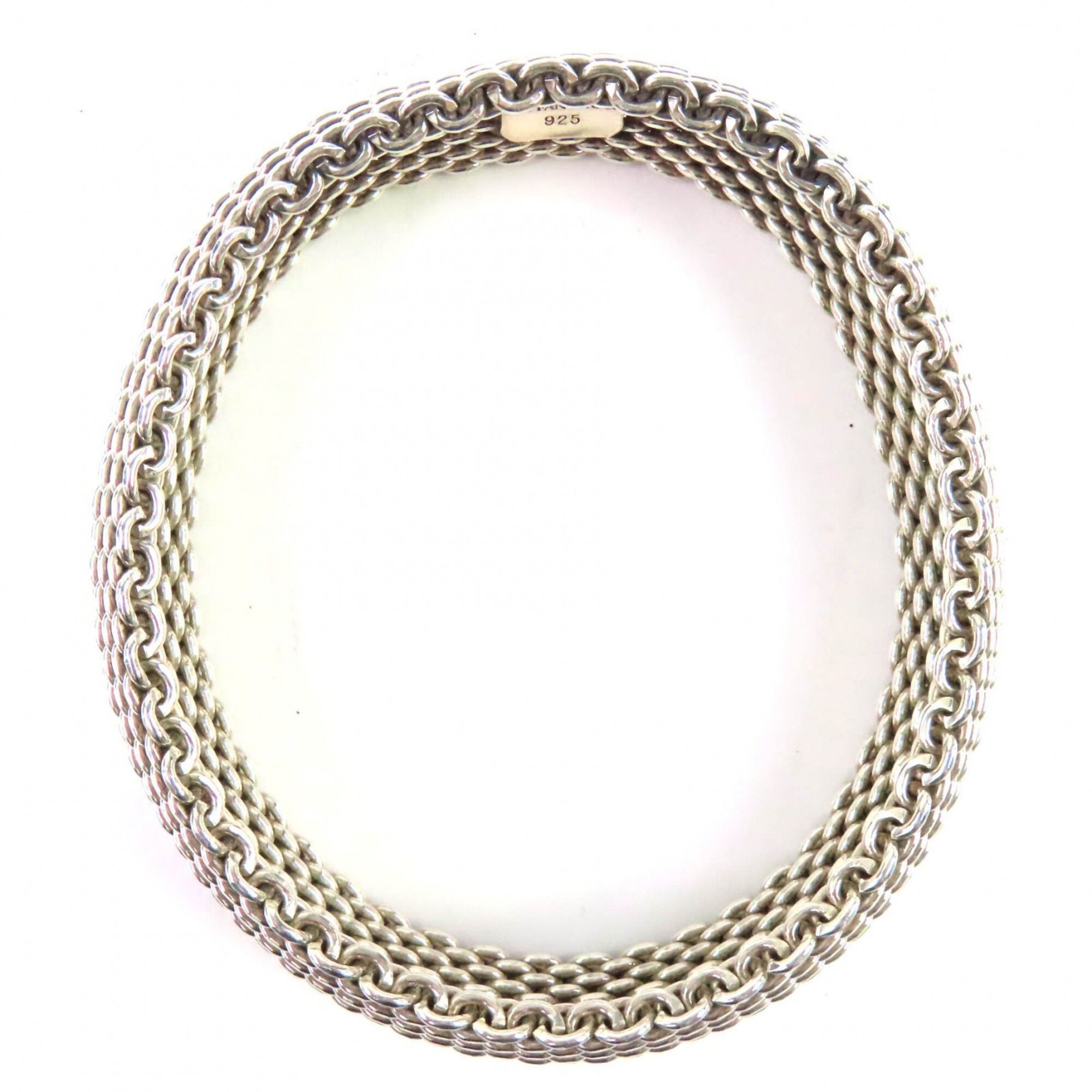 Tiffany & Co. TIFFANY&Co. Tiffany Somerset Mesh 925 Bangle Bracelet, Silver, Weight 58.9g, Women's Size ONE SIZE - 5 Thumbnail