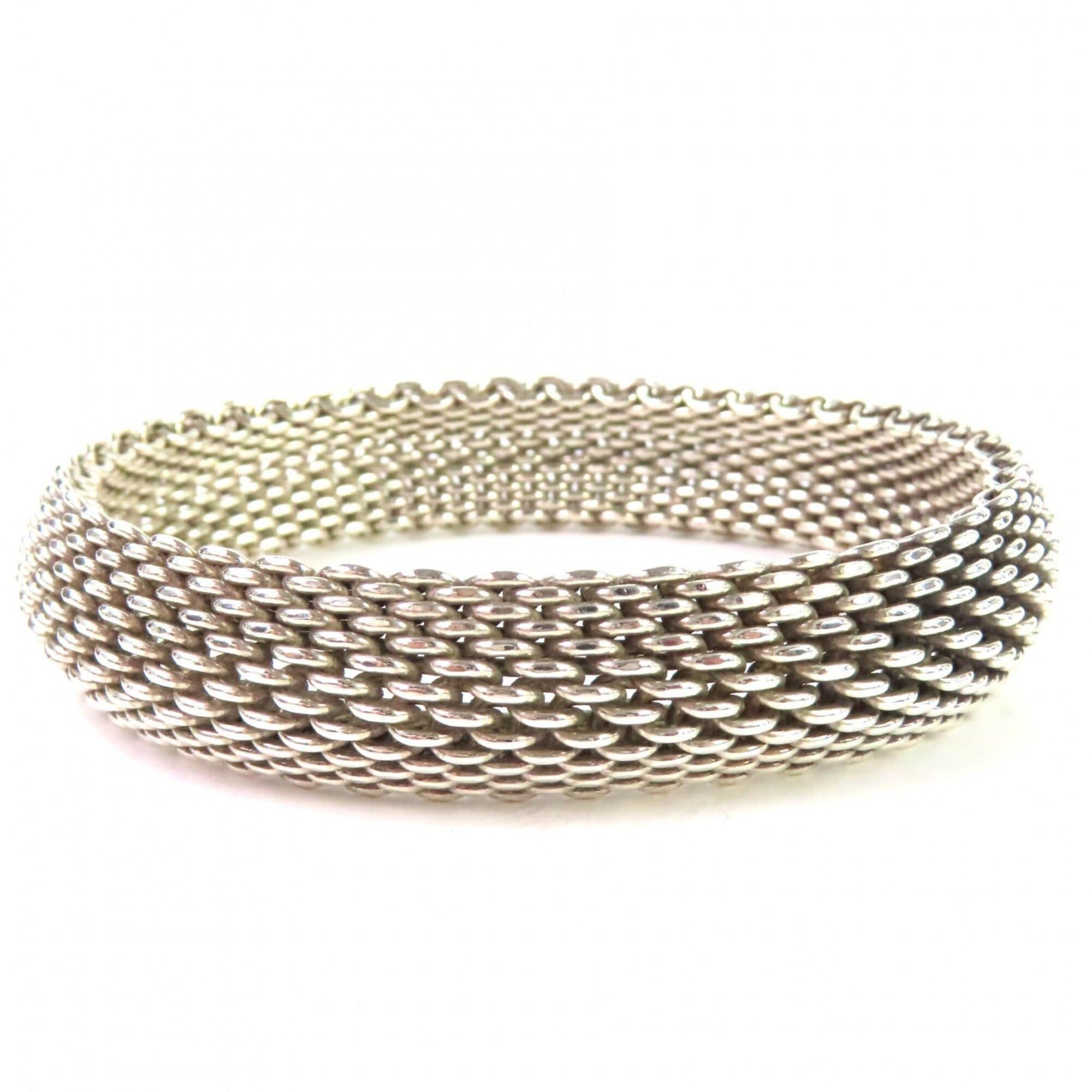 Tiffany & Co. TIFFANY&Co. Tiffany Somerset Mesh 925 Bangle Bracelet, Silver, Weight 58.9g, Women's Size ONE SIZE - 2 Thumbnail