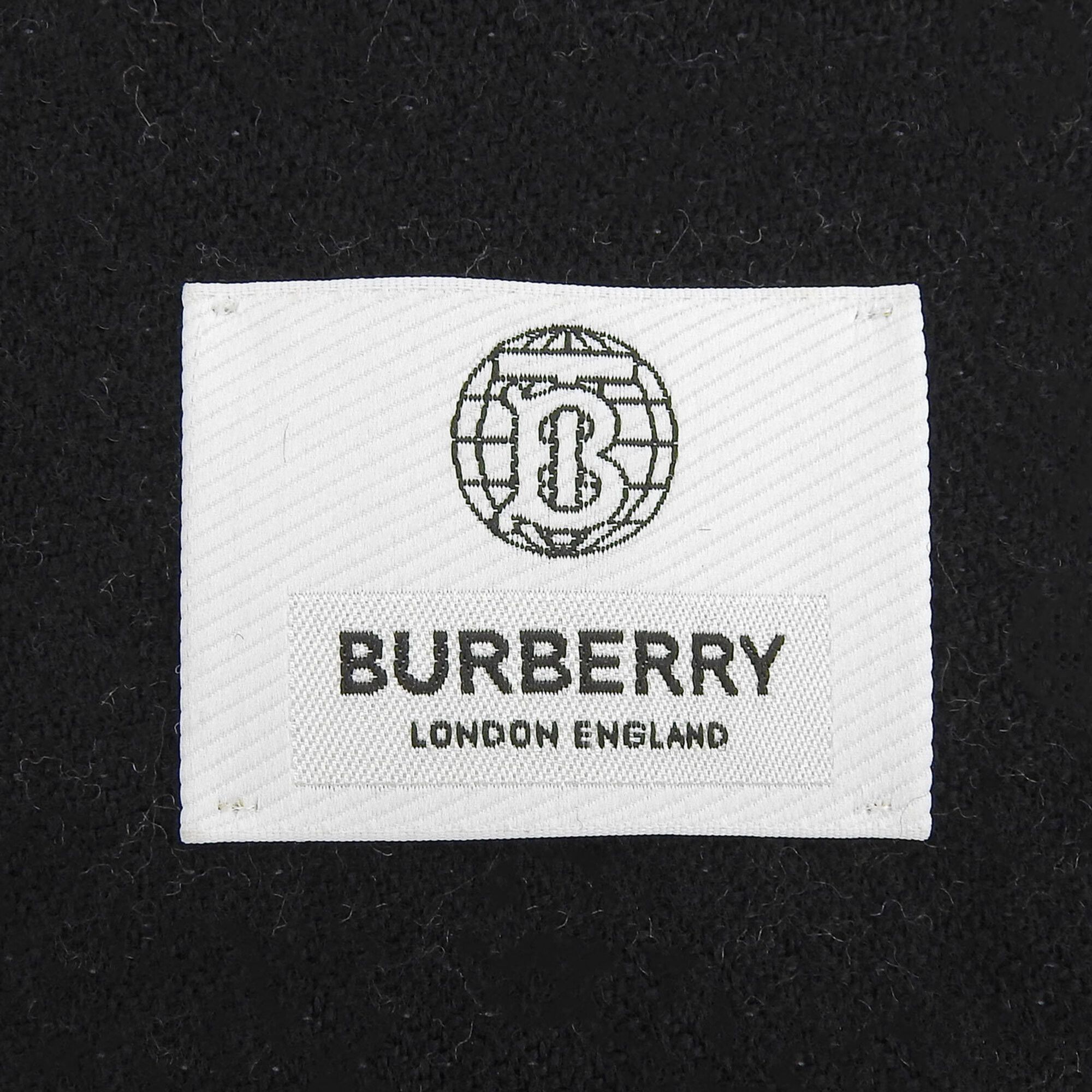 Burberry BURBERRY 8035525 100% Wool Logo Jacquard Scarf with Fringe, Beige & Black, 188cm x 33cm, Made in Italy, Authentic, Women's. Size ONE SIZE - 6 Thumbnail