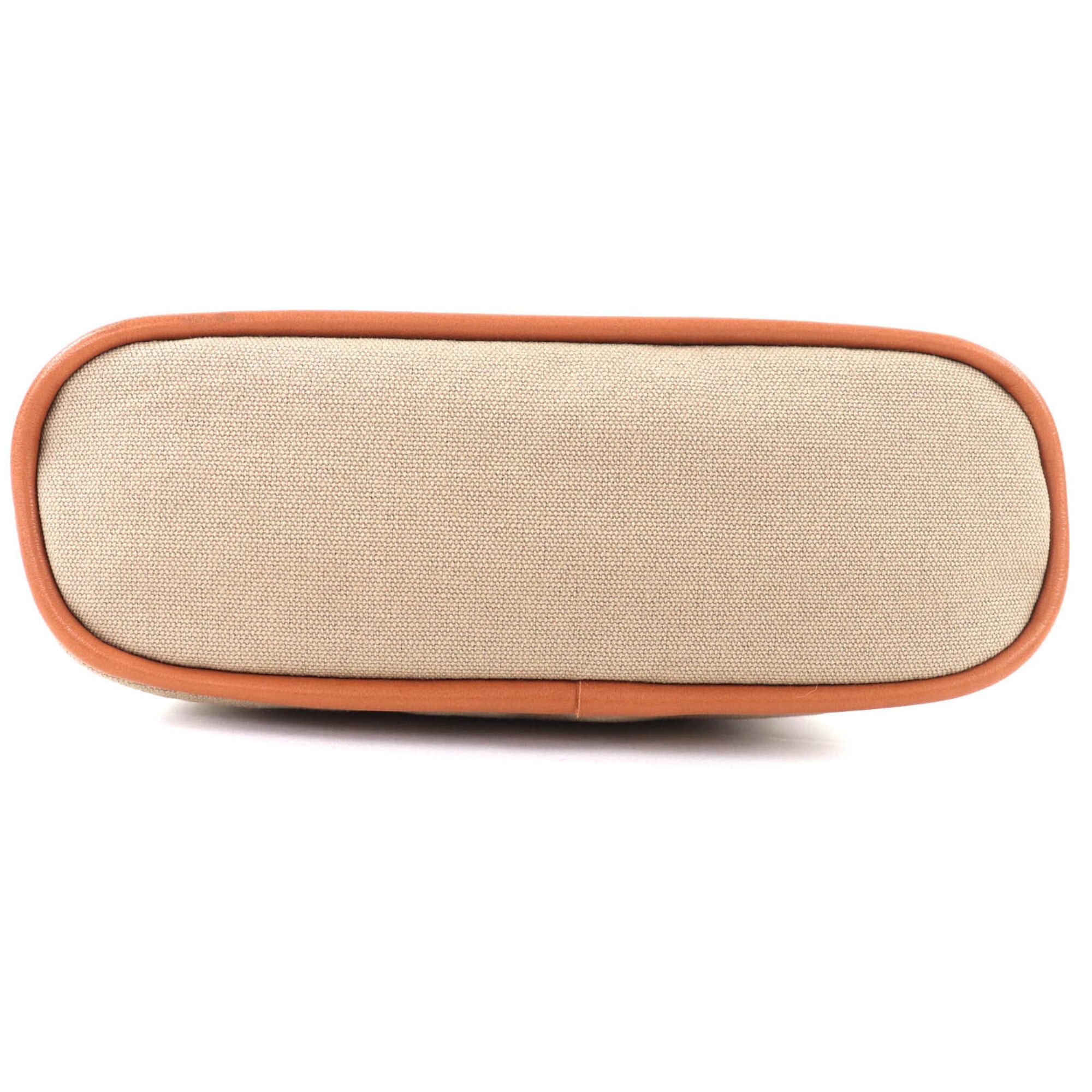 Hermes HERMES Bolide PM Pouch, 100% Cotton, H Logo Embroidery, Leather Accents, Cosmetic Beige, Made in France, Women's. Size ONE SIZE - 3 Thumbnail