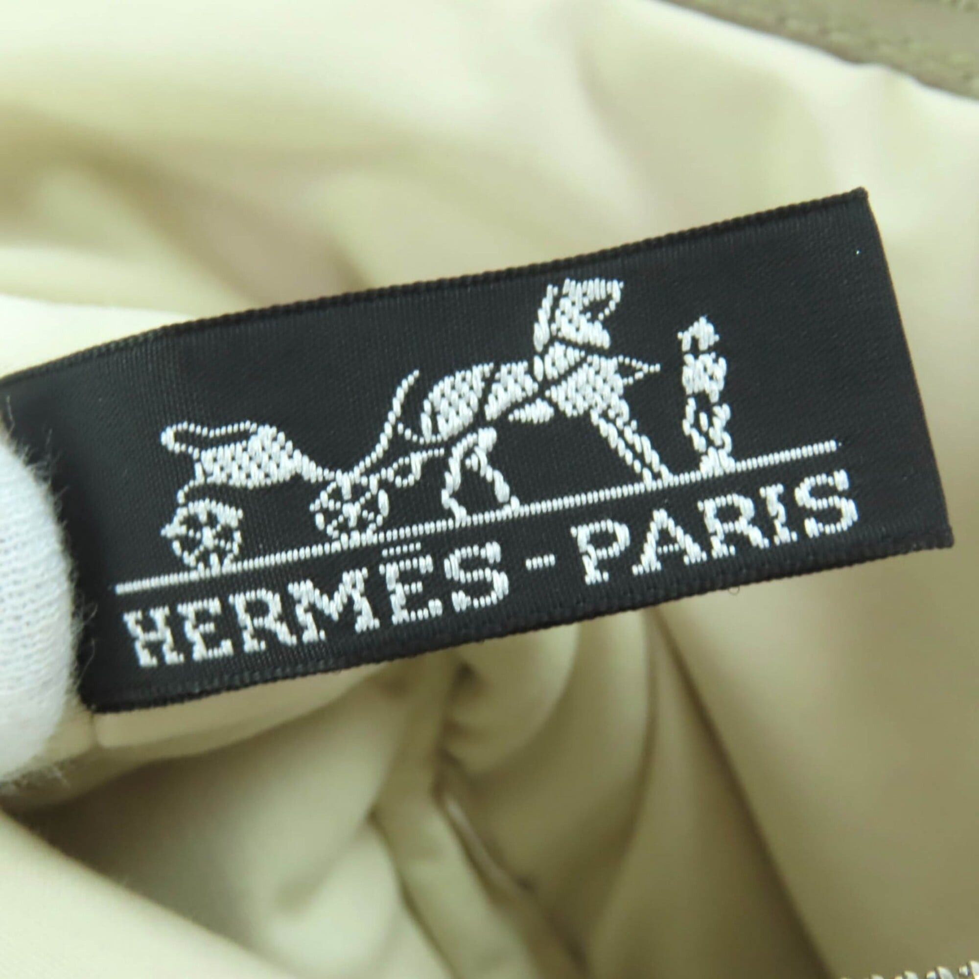 Hermes HERMES Bolide PM Pouch, 100% Cotton, H Logo Embroidery, Leather Accents, Cosmetic Beige, Made in France, Women's. Size ONE SIZE - 9 Thumbnail