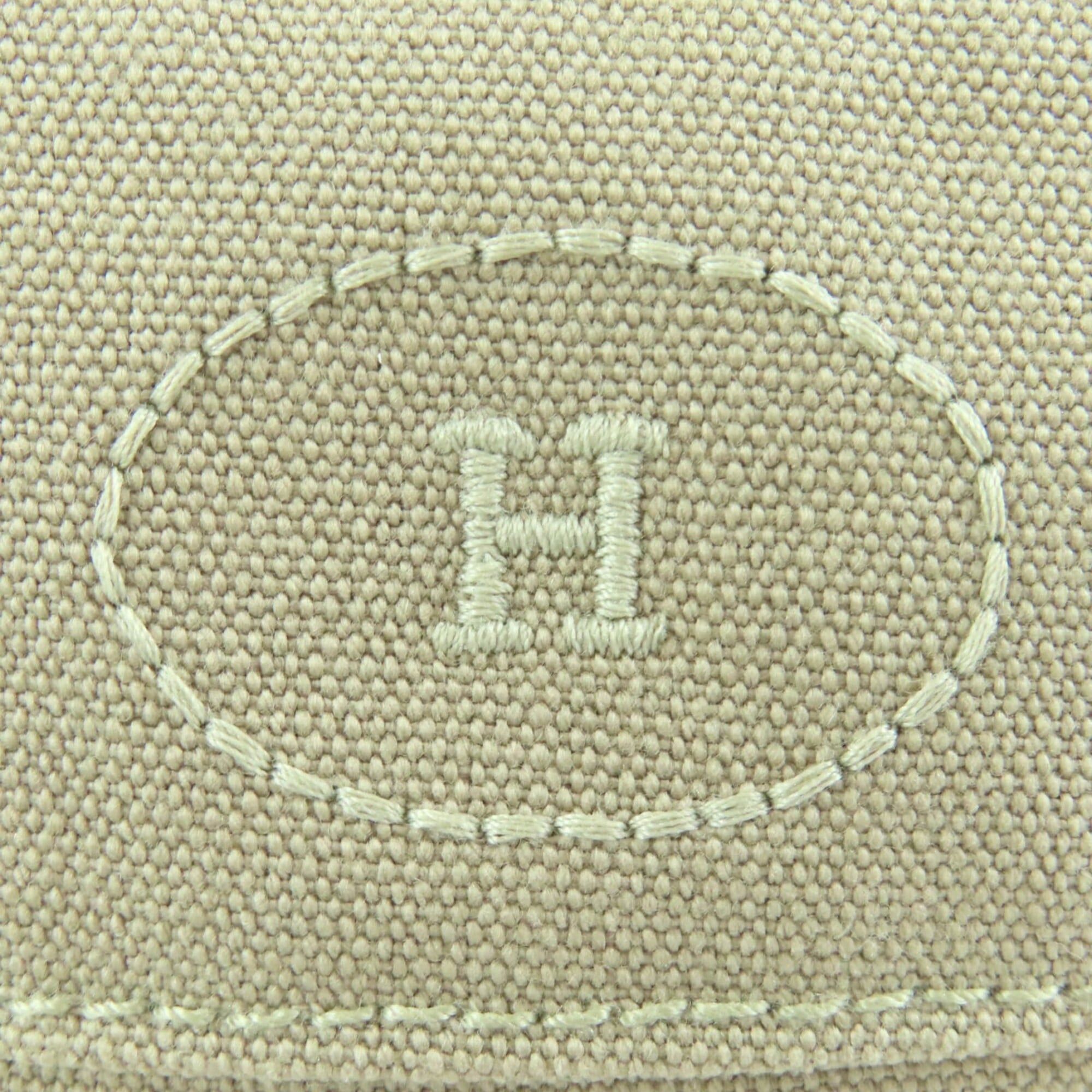 Hermes HERMES Bolide PM Pouch, 100% Cotton, H Logo Embroidery, Leather Accents, Cosmetic Beige, Made in France, Women's. Size ONE SIZE - 7 Thumbnail