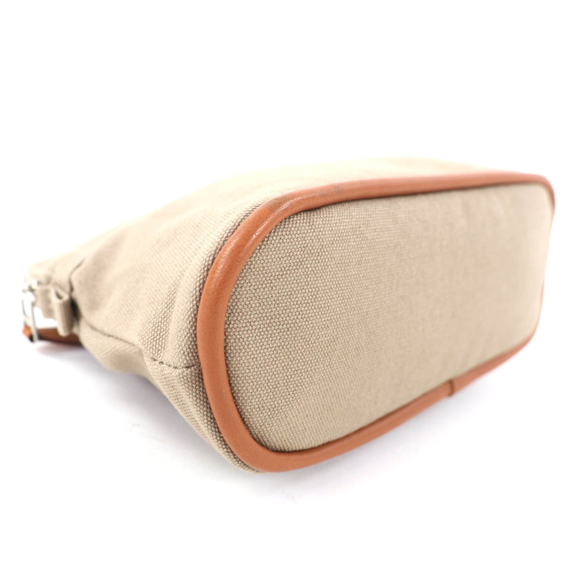 Hermes HERMES Bolide PM Pouch, 100% Cotton, H Logo Embroidery, Leather Accents, Cosmetic Beige, Made in France, Women's. Size ONE SIZE - 4 Thumbnail