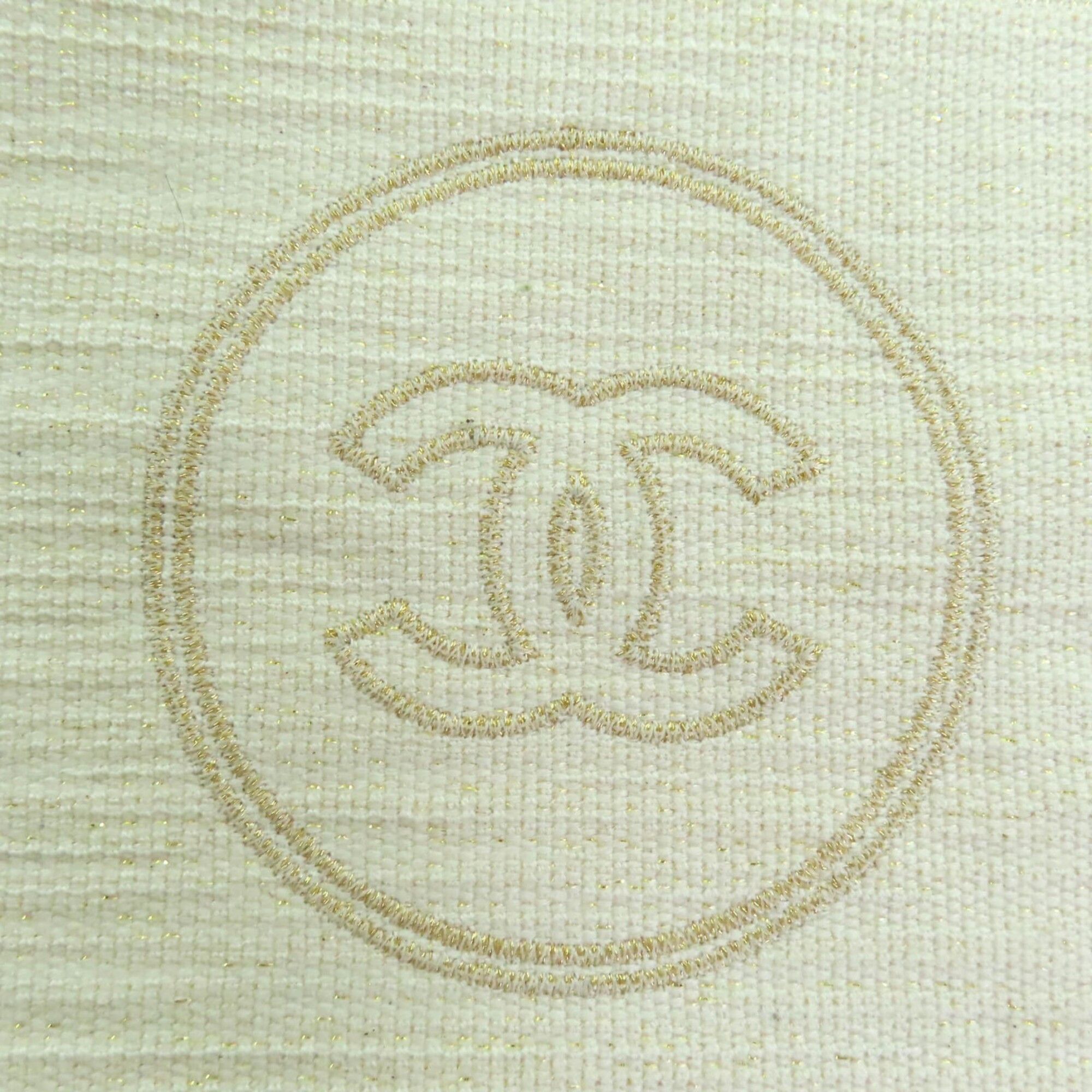 Chanel CHANEL Cotton Rug with Coco Mark Embroidery and Fringe Pouch, Beach Mat, Ivory, 200 x 100 cm, Made in Italy, Women's Size ONE SIZE - 5 Thumbnail