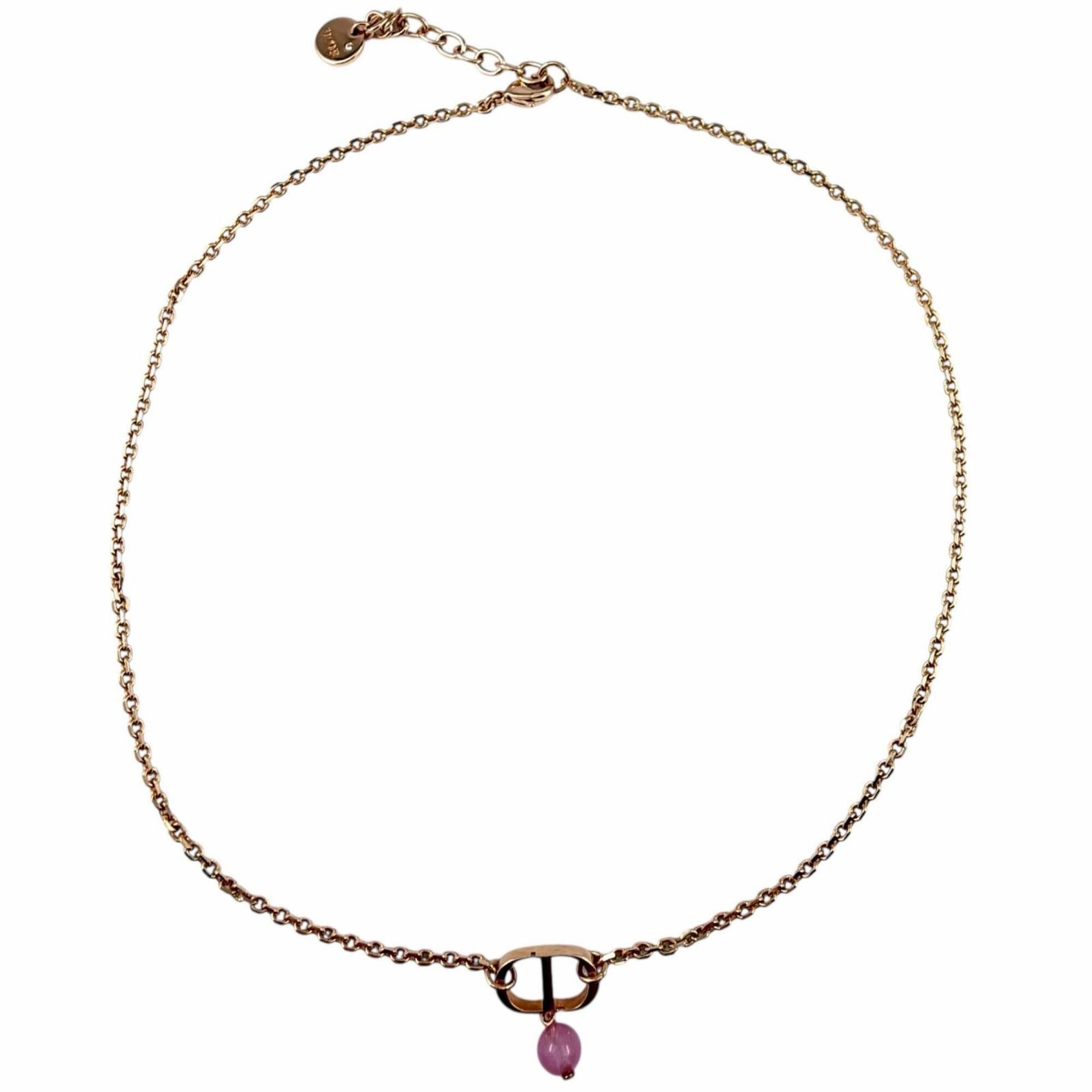 Dior Christian Dior DIOR N1390PTCPL Petit CD 1P Diamond Resin Pearl Necklace Rose Gold with Box and Dust Bag for Women Size ONE SIZE - 2 Thumbnail
