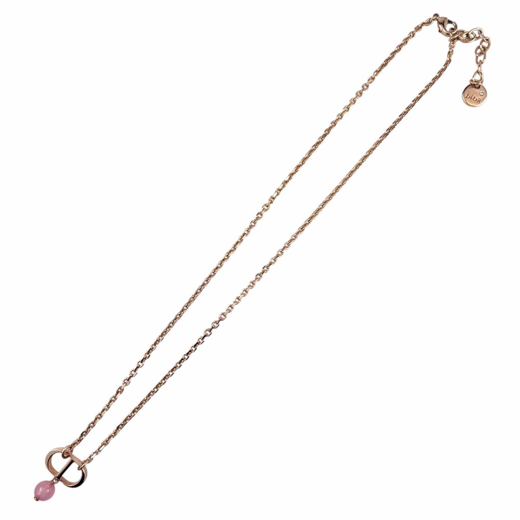 Dior Christian Dior DIOR N1390PTCPL Petit CD 1P Diamond Resin Pearl Necklace Rose Gold with Box and Dust Bag for Women Size ONE SIZE - 4 Thumbnail