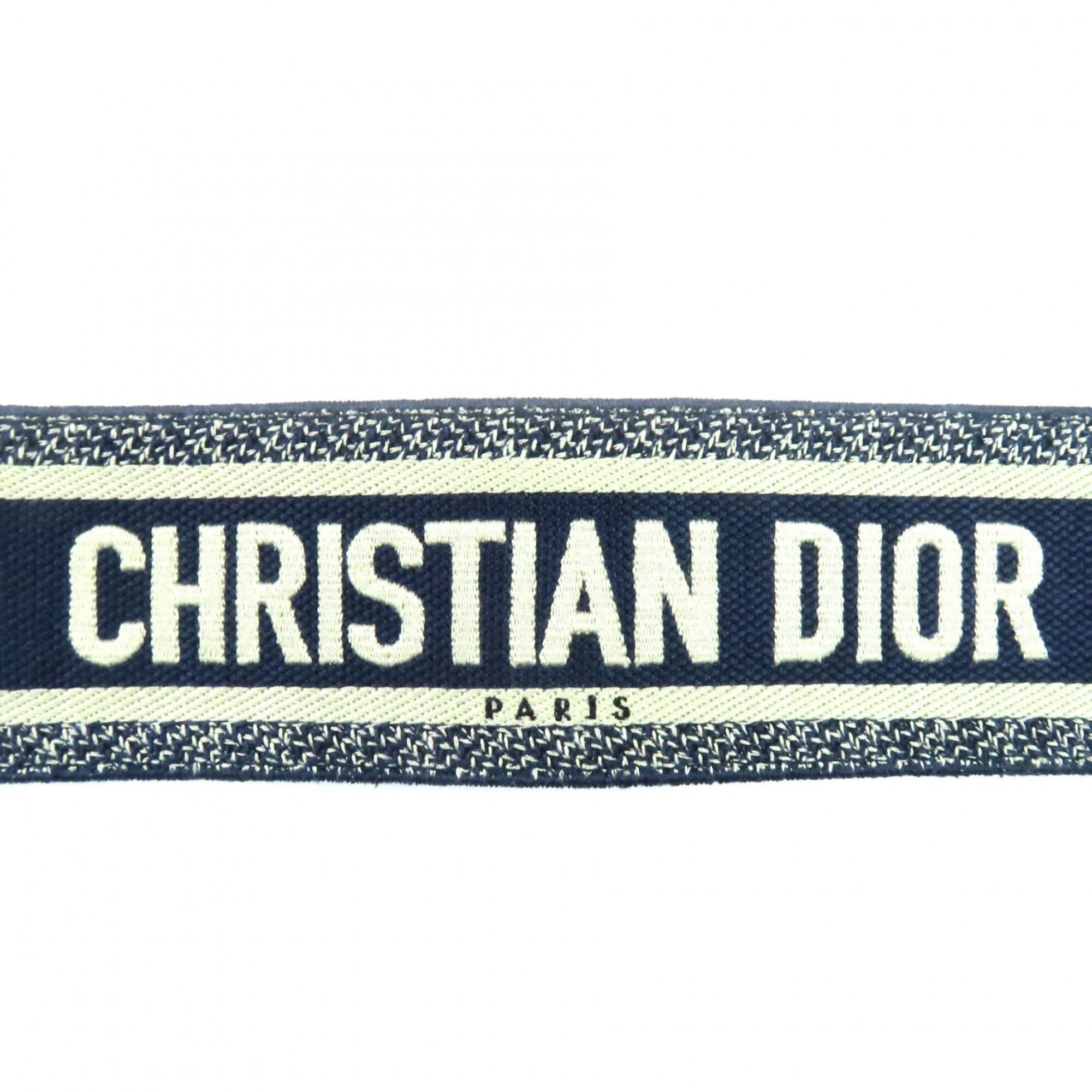 Dior Christian Dior 50-MA-0220 Embroidered Logo Canvas Belt, Indigo Blue, with Box and Dust Bag, Made in Italy, Women's. Size ONE SIZE - 8 Thumbnail