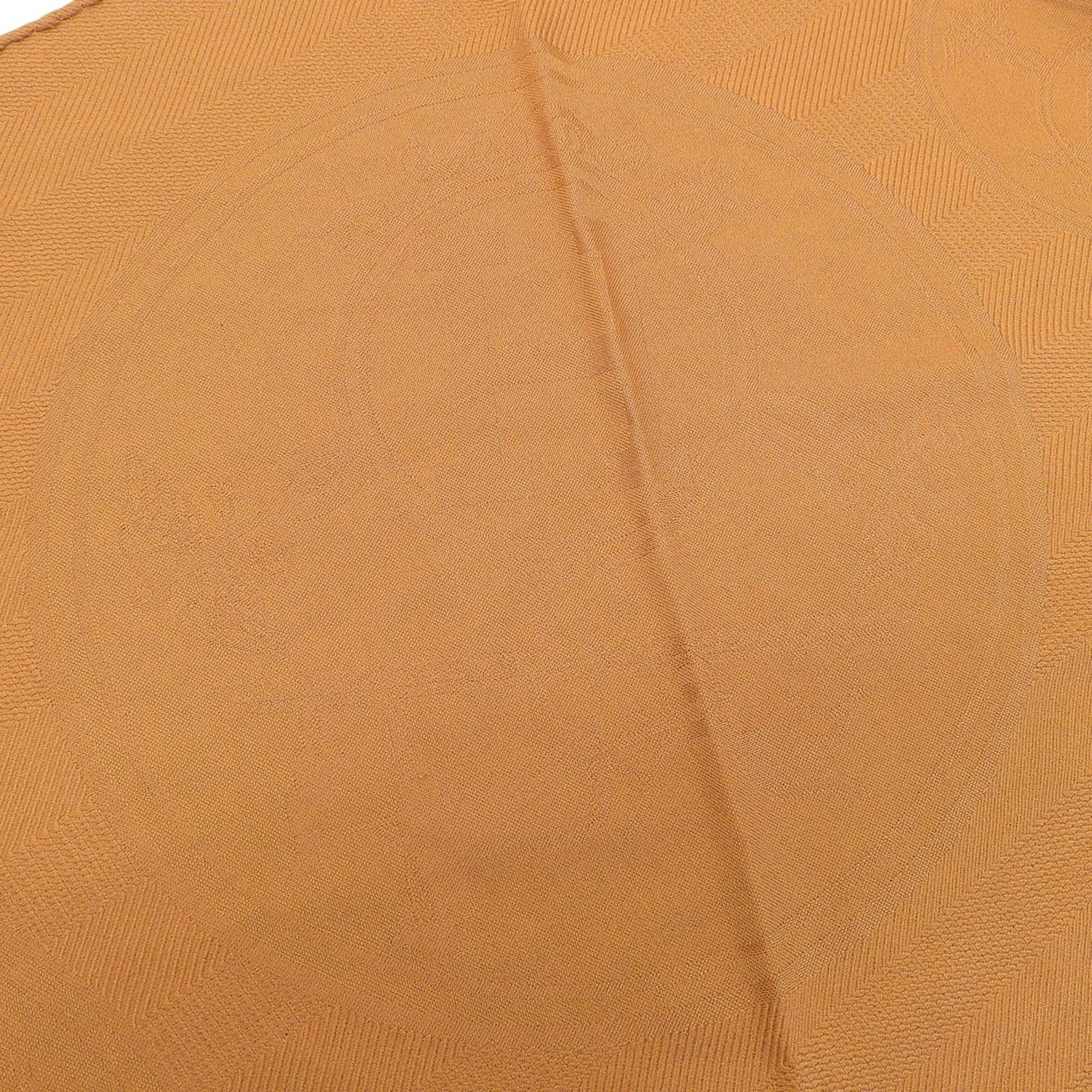 Hermes HERMES Losange GM New Libris Cashmere Silk Stole with Leather Yoke and Logo Patch, Brown, Made in France, Authentic, Women's Size ONE SIZE - 5 Thumbnail