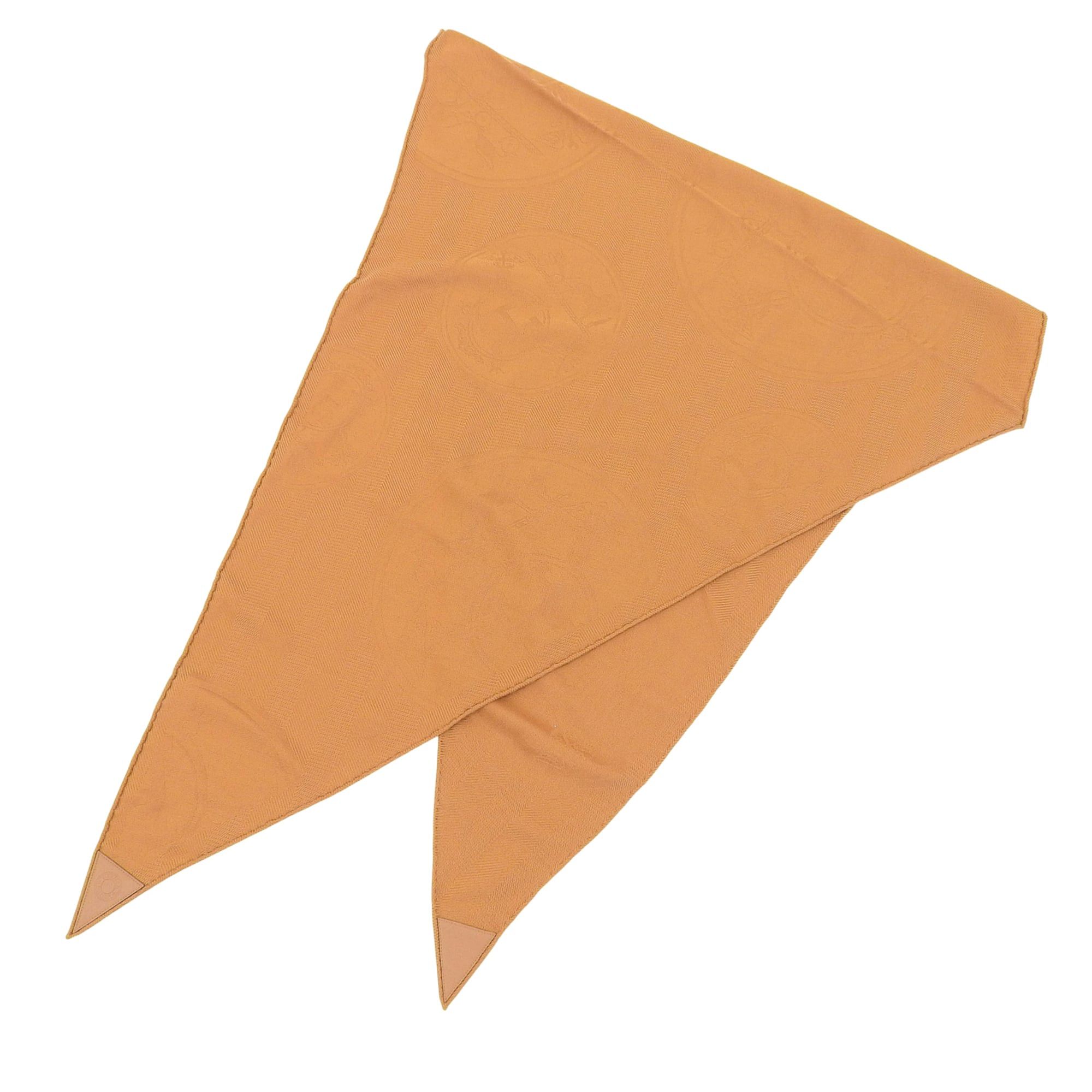 Hermes HERMES Losange GM New Libris Cashmere Silk Stole with Leather Yoke and Logo Patch, Brown, Made in France, Authentic, Women's Size ONE SIZE - 3 Thumbnail