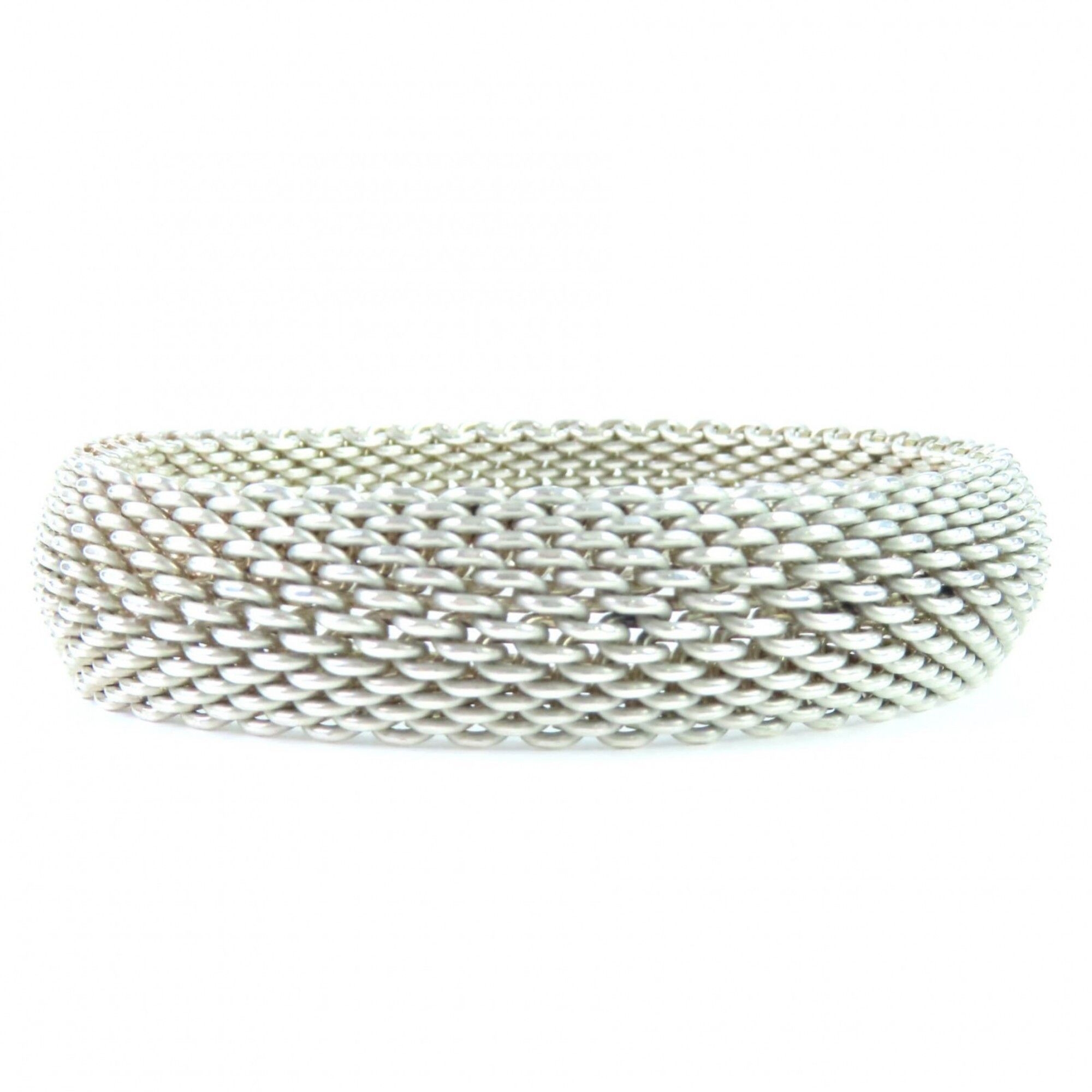 Tiffany & Co. TIFFANY&Co. Tiffany Somerset Mesh 925 Bangle Bracelet, Silver, with Box and Dust Bag, Weight 59.38g, Women's. Size ONE SIZE - 6 Thumbnail