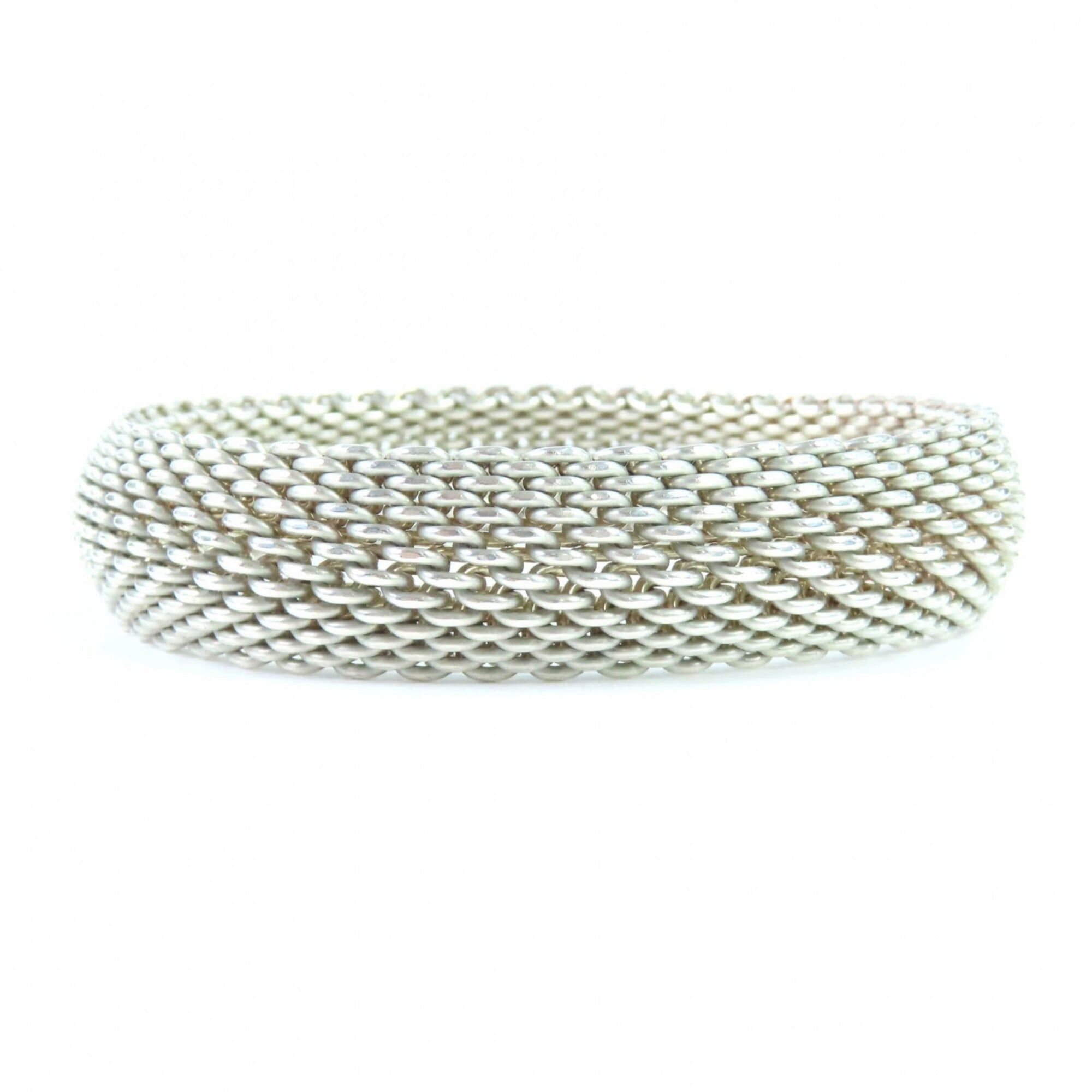 Tiffany & Co. TIFFANY&Co. Tiffany Somerset Mesh 925 Bangle Bracelet, Silver, with Box and Dust Bag, Weight 59.38g, Women's. Size ONE SIZE - 4 Thumbnail