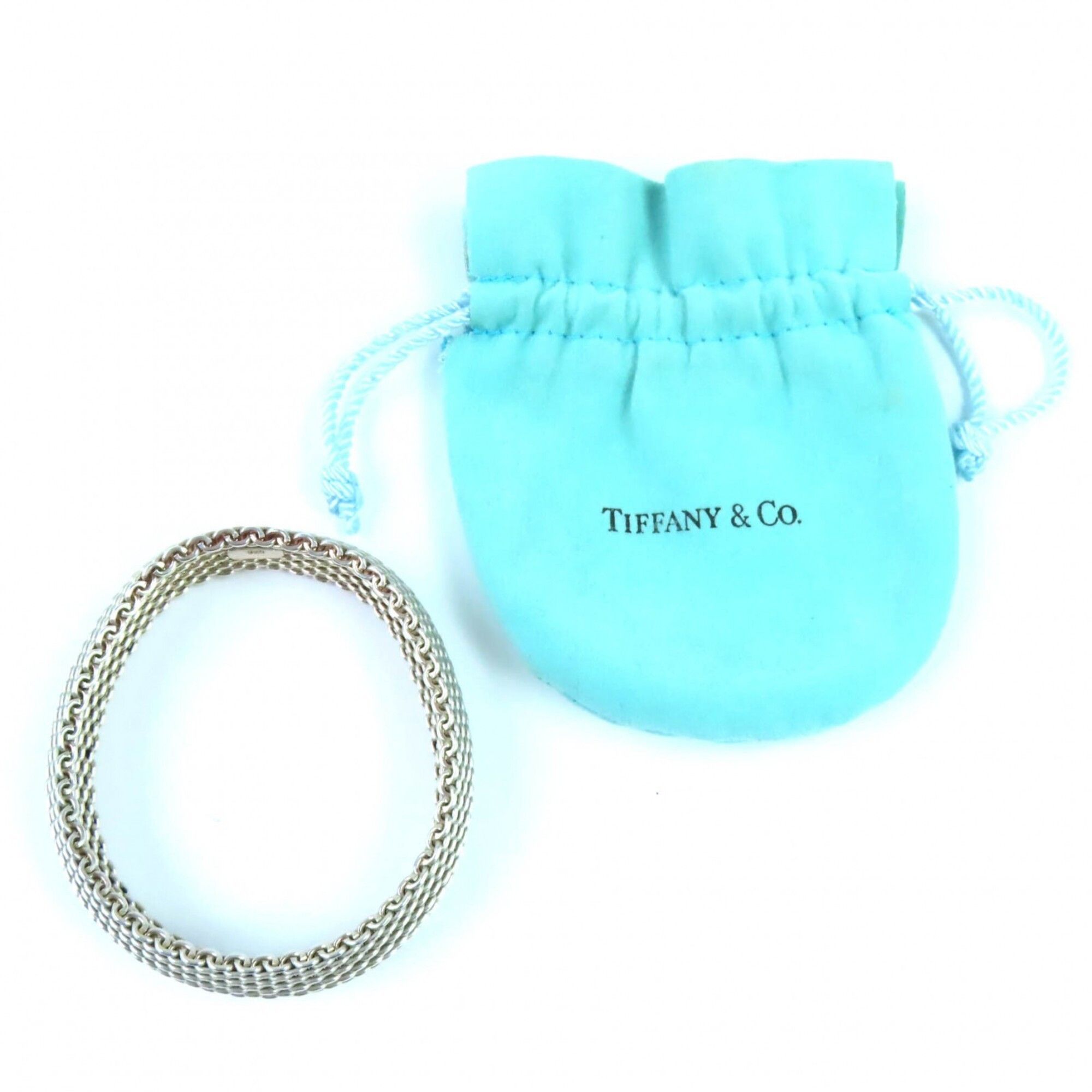 Tiffany & Co. TIFFANY&Co. Tiffany Somerset Mesh 925 Bangle Bracelet, Silver, with Box and Dust Bag, Weight 59.38g, Women's. Size ONE SIZE - 2 Thumbnail