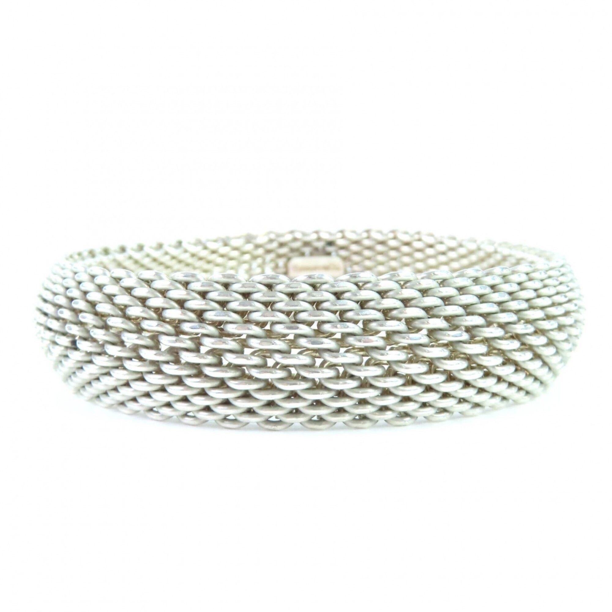 Tiffany & Co. TIFFANY&Co. Tiffany Somerset Mesh 925 Bangle Bracelet, Silver, with Box and Dust Bag, Weight 59.38g, Women's. Size ONE SIZE - 3 Thumbnail