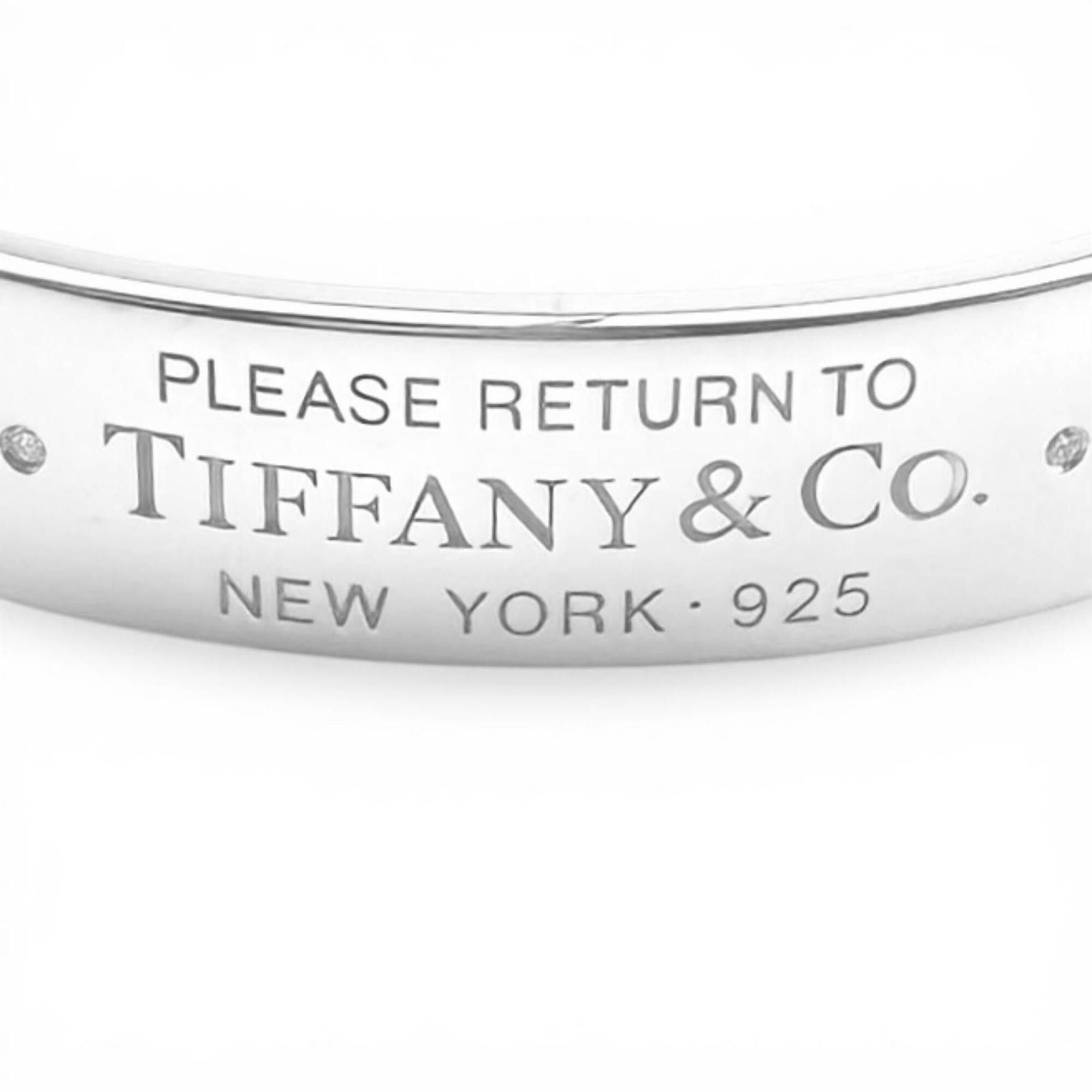 Tiffany & Co. TIFFANY&Co. Tiffany & Co. Return to AG925 RTT Narrow Cuff Diamond Bangle, Silver, Size S, Weight 33.2g, Women's Size ONE SIZE - 4 Thumbnail