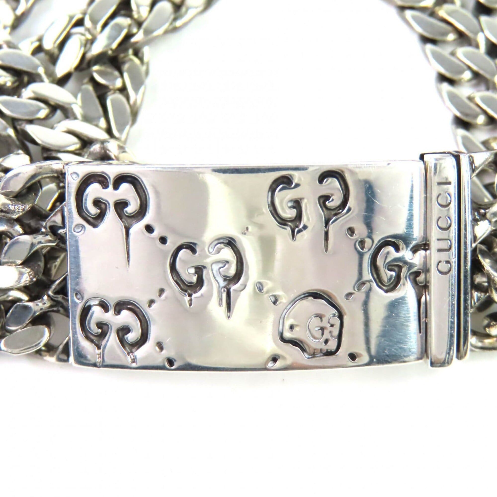 Gucci GUCCI Ghost SV925 Skull GG Pattern Triple Chain Bracelet, Silver, 16cm Length, Made in Italy, Weight 29.12g, Women's. Size ONE SIZE - 6 Thumbnail