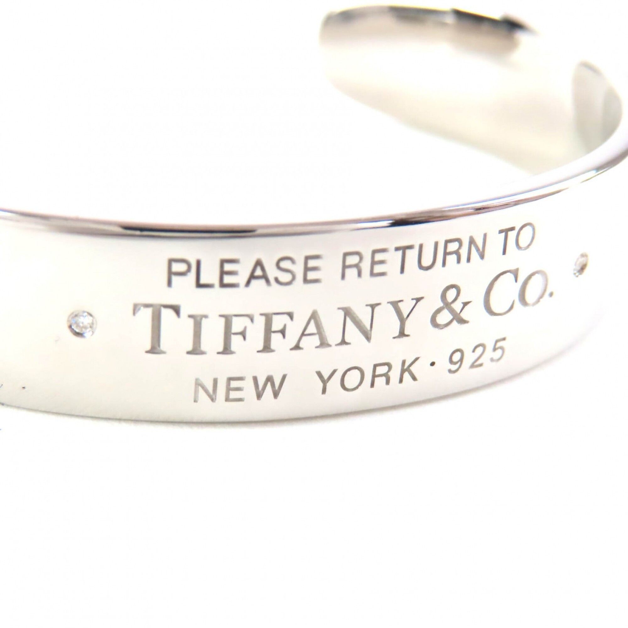 Tiffany & Co. TIFFANY&Co. Tiffany & Co. Return to AG925 Diamond RTT Narrow Cuff Bangle Silver Size S Weight 33.6g Women's Size ONE SIZE - 6 Thumbnail