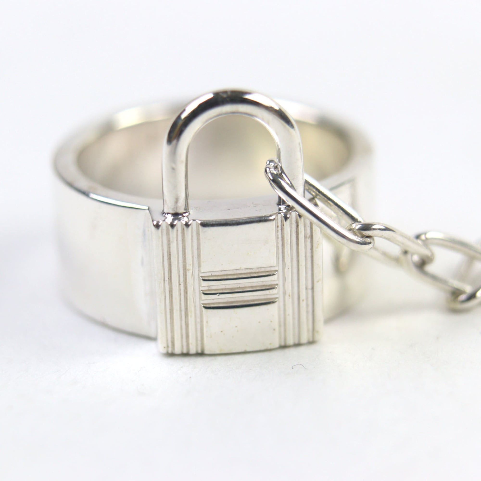 Hermes HERMES Alpha Kelly AG925 Clochette Cadena Double Ring - Silver Accessory, Size 49 (Japanese Equivalent), Made in France, Weight 11.37g, Women's Size ONE SIZE - 7 Thumbnail
