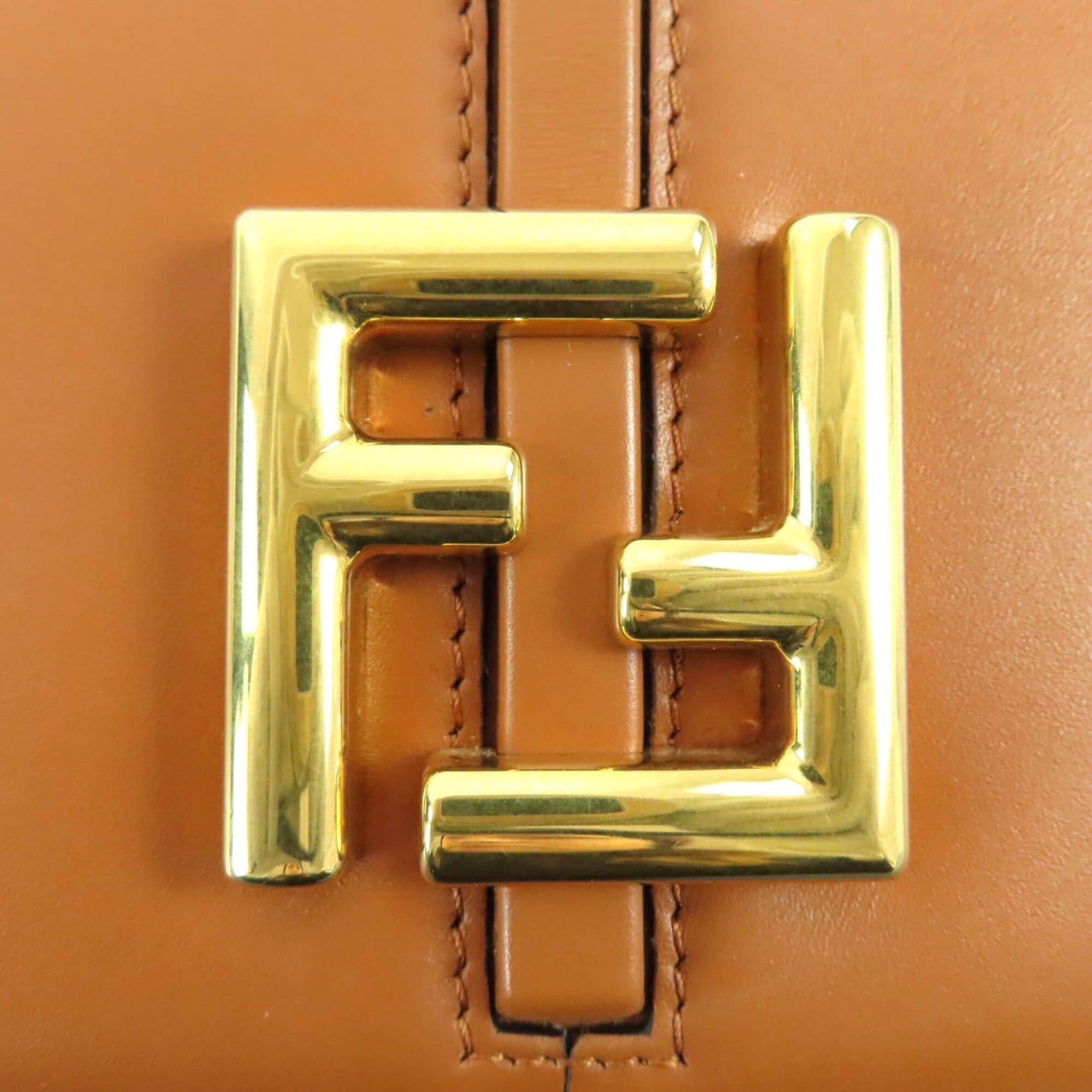 Fendi FENDI 8BS082 Camon Small Leather Satchel Shoulder Bag with FF Logo Hardware, Brown Gold Comes Dust Bag, Made in Italy, Women's. Size ONE SIZE - 10 Thumbnail