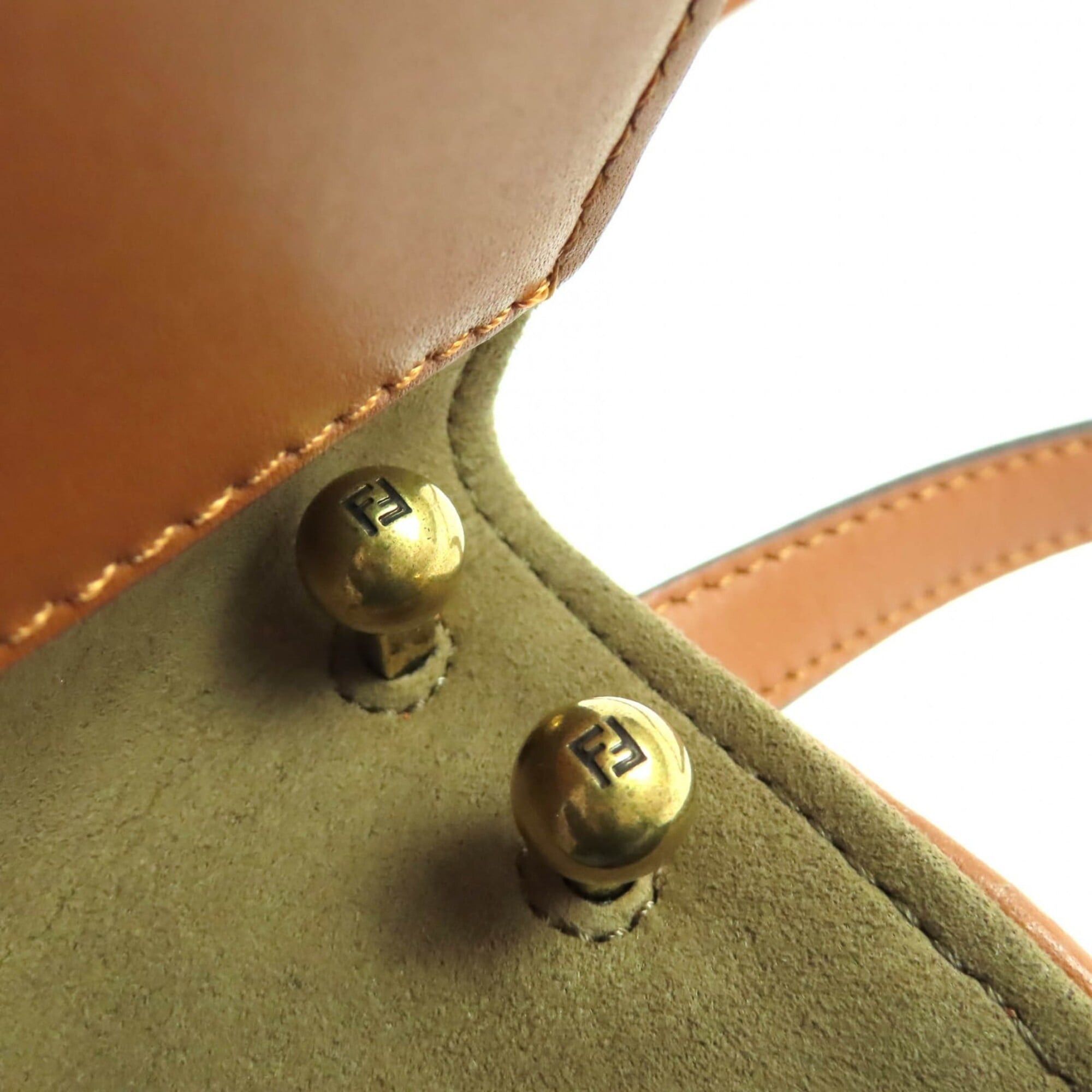 Fendi FENDI 8BS082 Camon Small Leather Satchel Shoulder Bag with FF Logo Hardware, Brown Gold Comes Dust Bag, Made in Italy, Women's. Size ONE SIZE - 13 Thumbnail