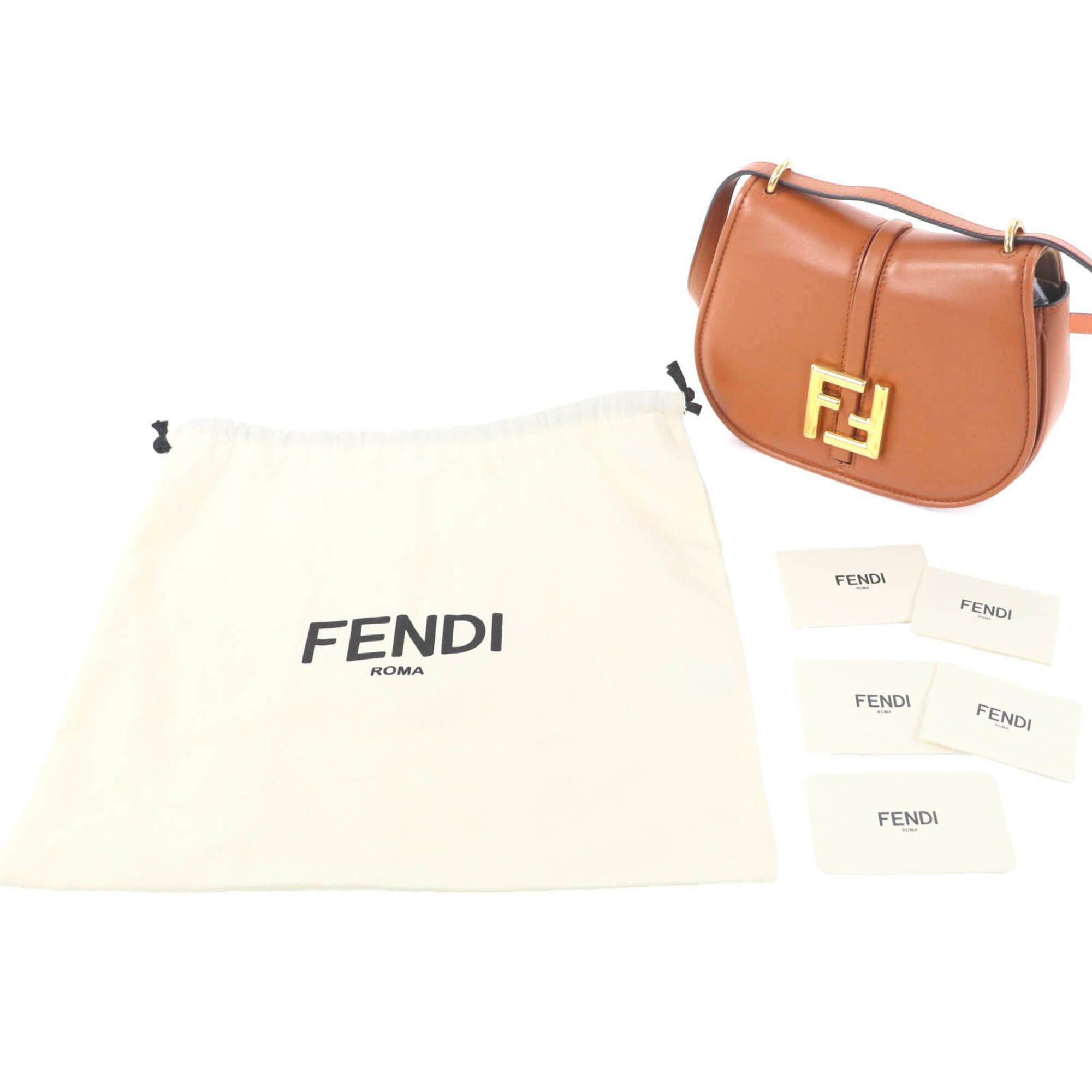 Fendi FENDI 8BS082 Camon Small Leather Satchel Shoulder Bag with FF Logo Hardware, Brown Gold Comes Dust Bag, Made in Italy, Women's. Size ONE SIZE - 2 Thumbnail