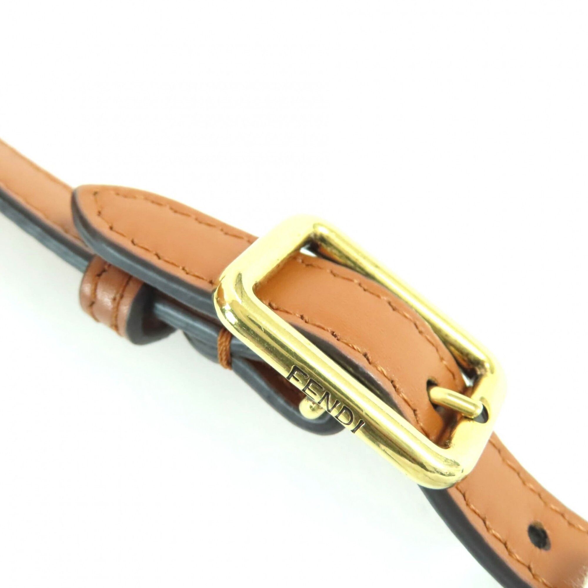 Fendi FENDI 8BS082 Camon Small Leather Satchel Shoulder Bag with FF Logo Hardware, Brown Gold Comes Dust Bag, Made in Italy, Women's. Size ONE SIZE - 12 Thumbnail