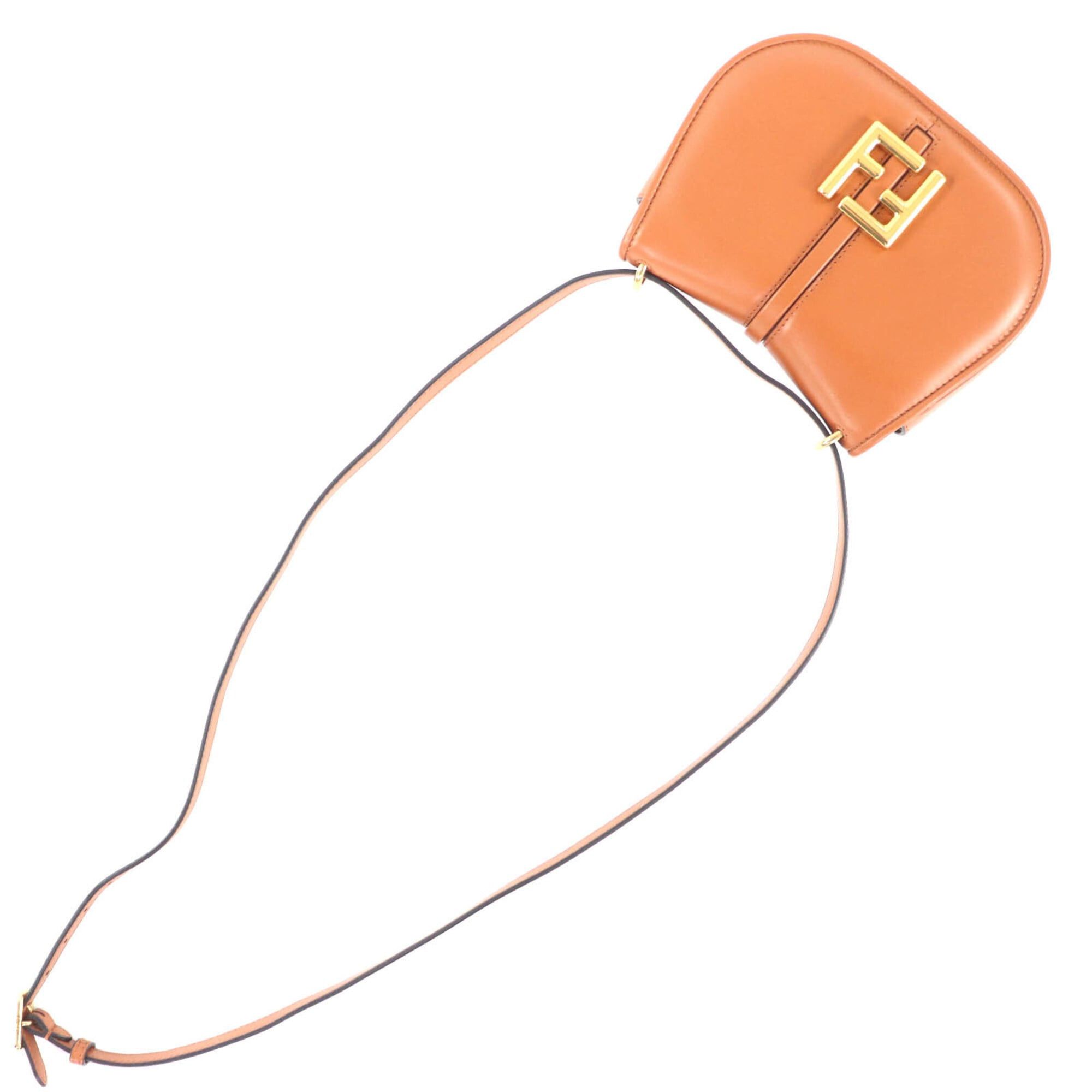 Fendi FENDI 8BS082 Camon Small Leather Satchel Shoulder Bag with FF Logo Hardware, Brown Gold Comes Dust Bag, Made in Italy, Women's. Size ONE SIZE - 7 Thumbnail