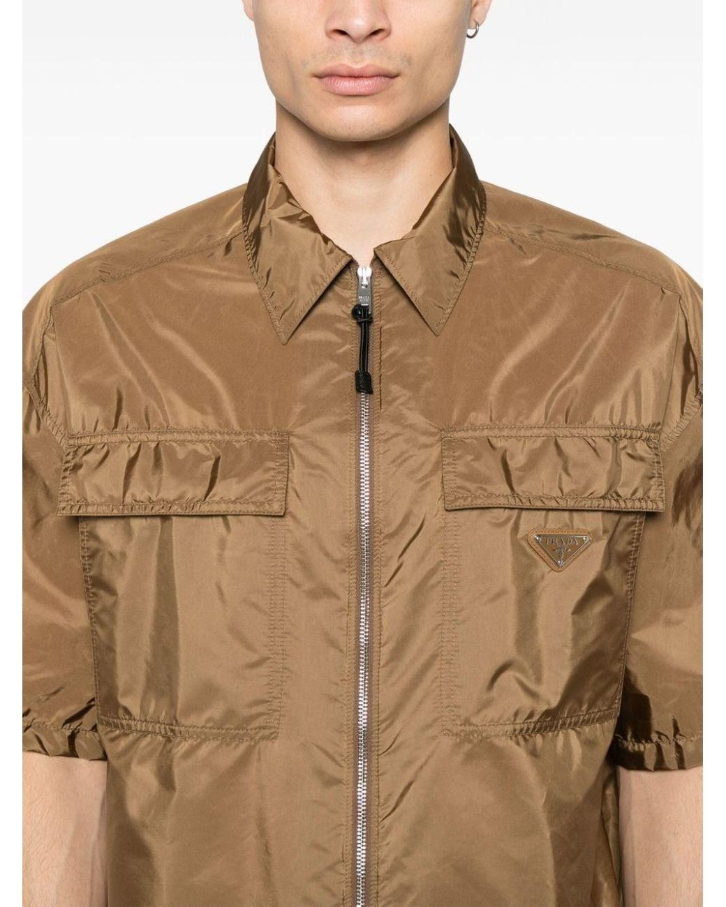 Prada Prada Short-Sleeve Re-Nylon Shirt in Brown Size US XL / EU 56 / 4 - 3 Thumbnail