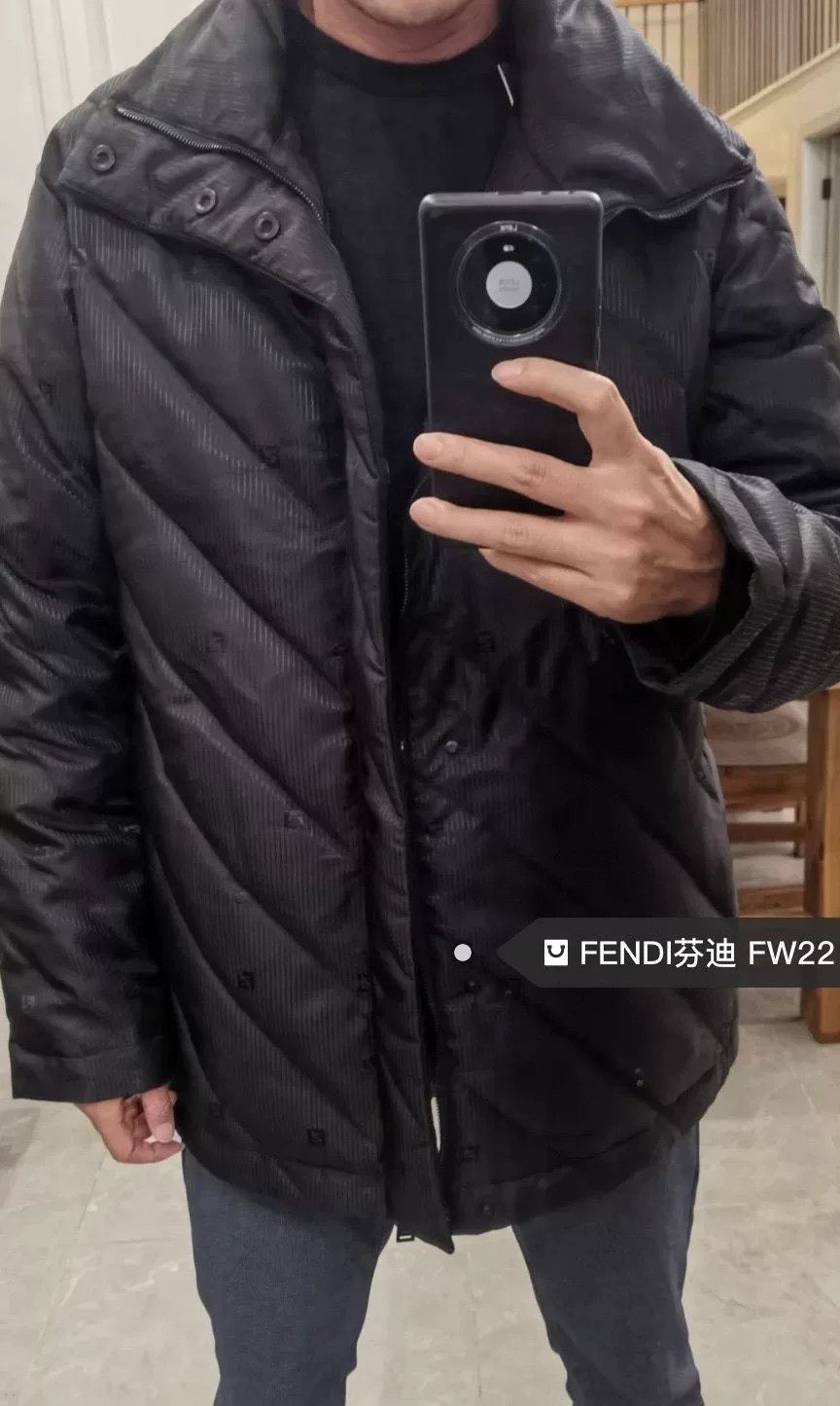 Fendi Fendi Striped Black Down Jacket Size US L / EU 52-54 / 3 - 8 Thumbnail