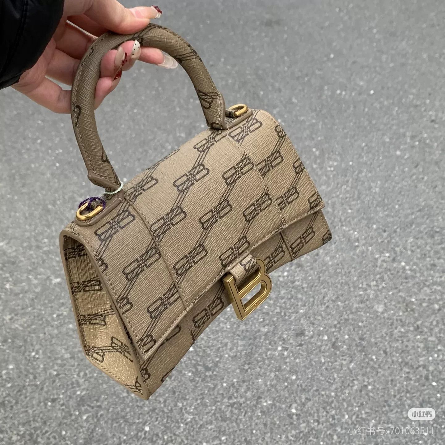 Balenciaga Balenciaga Hourglass Small Brown Monogram Bag Size ONE SIZE - 2 Thumbnail