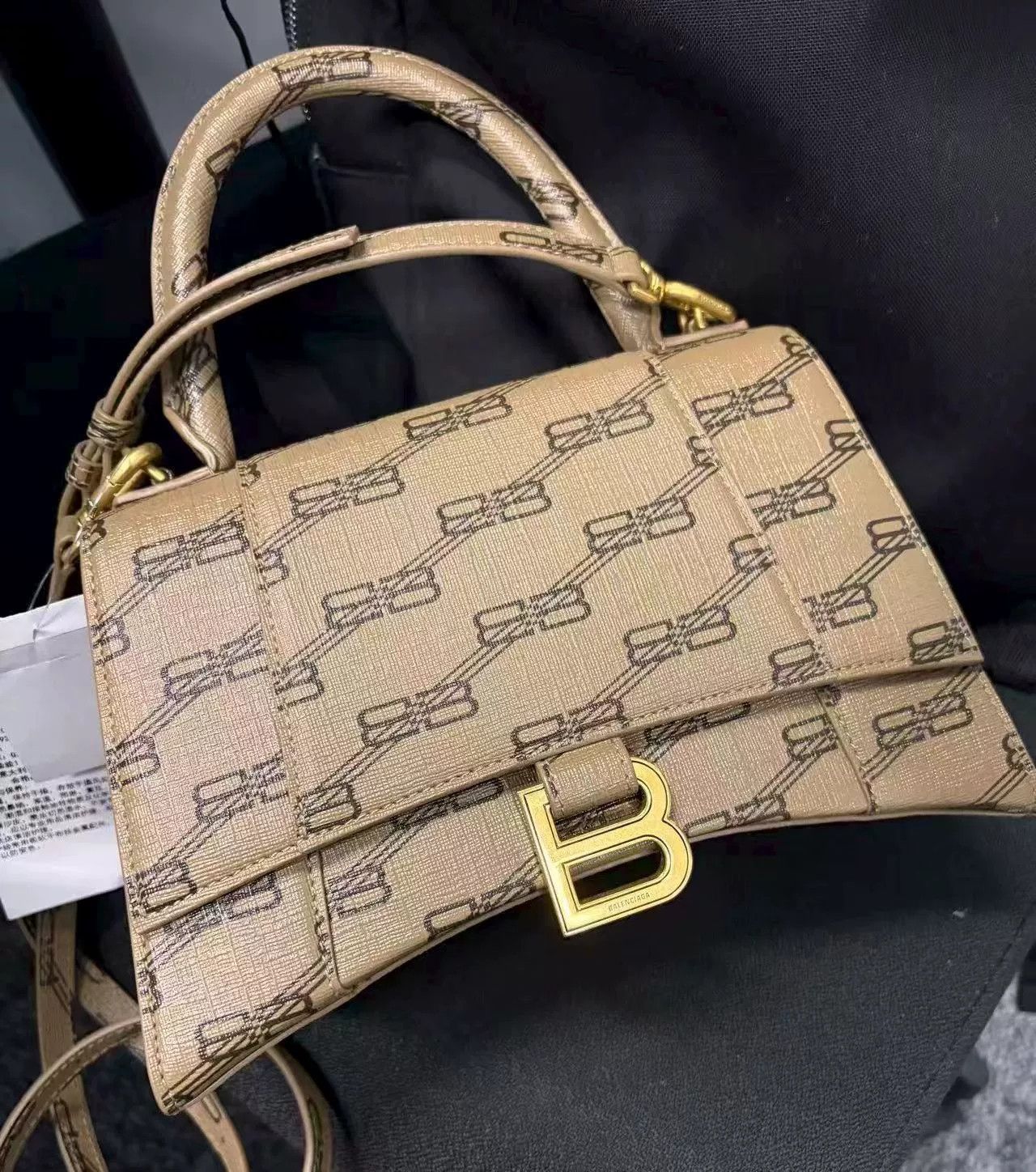 Balenciaga Balenciaga Hourglass Small Brown Monogram Bag Size ONE SIZE - 3 Thumbnail
