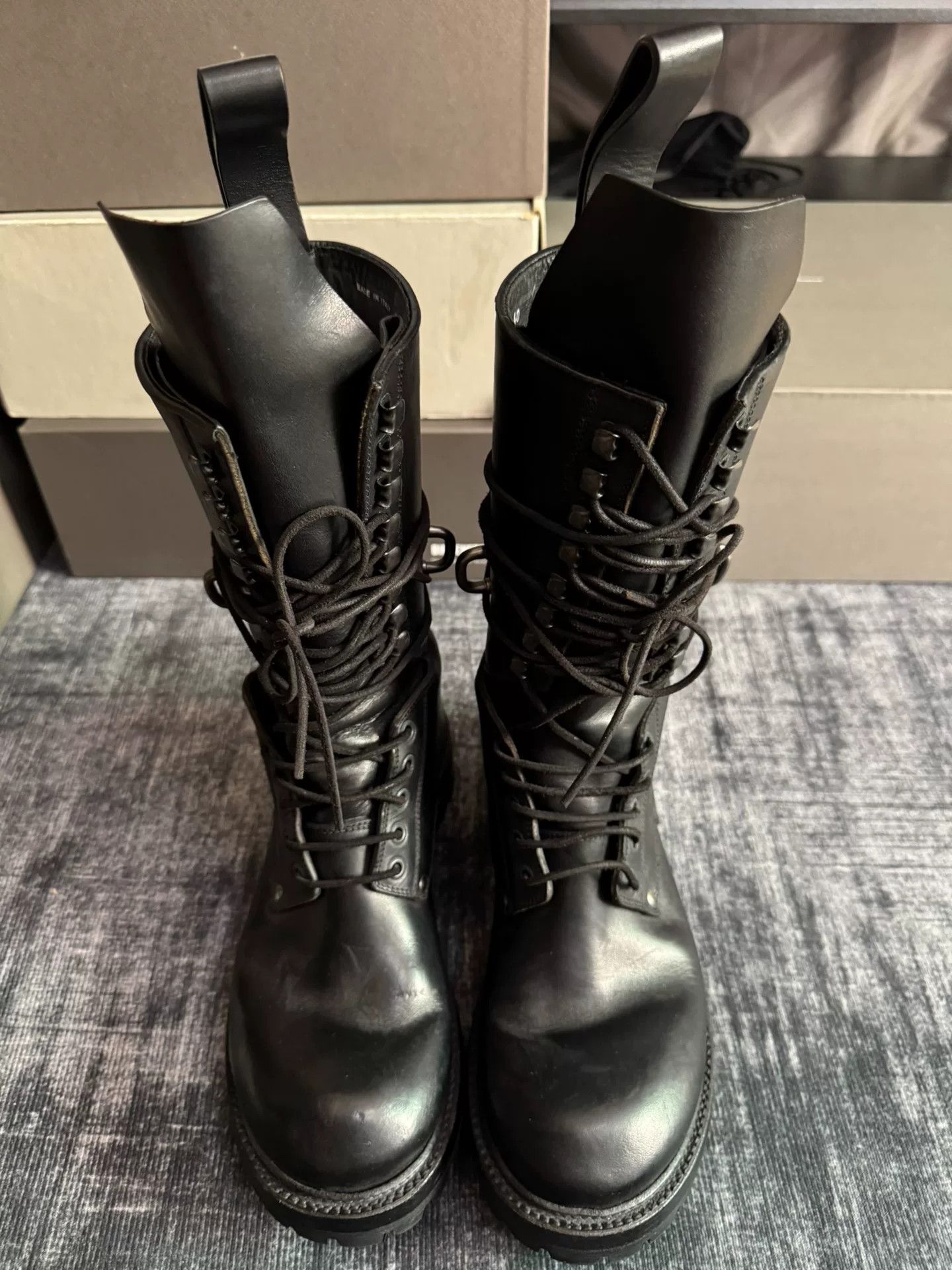 Rick Owens Rick Owens Black High-Top Leather Boots Size US 7 / EU 40 - 2 Thumbnail