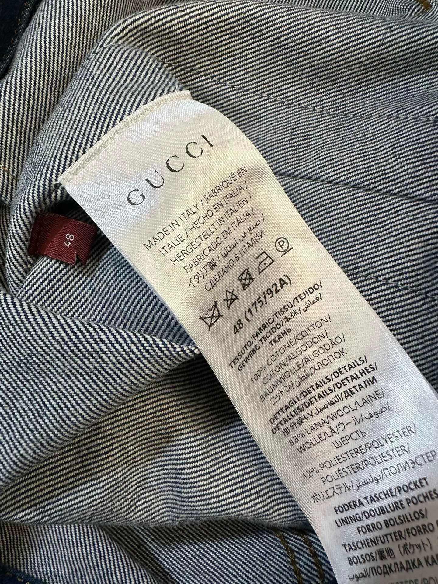 Gucci Gucci Blue Denim Jacket with Red-Green Stripes Size US S / EU 44-46 / 1 - 5 Thumbnail