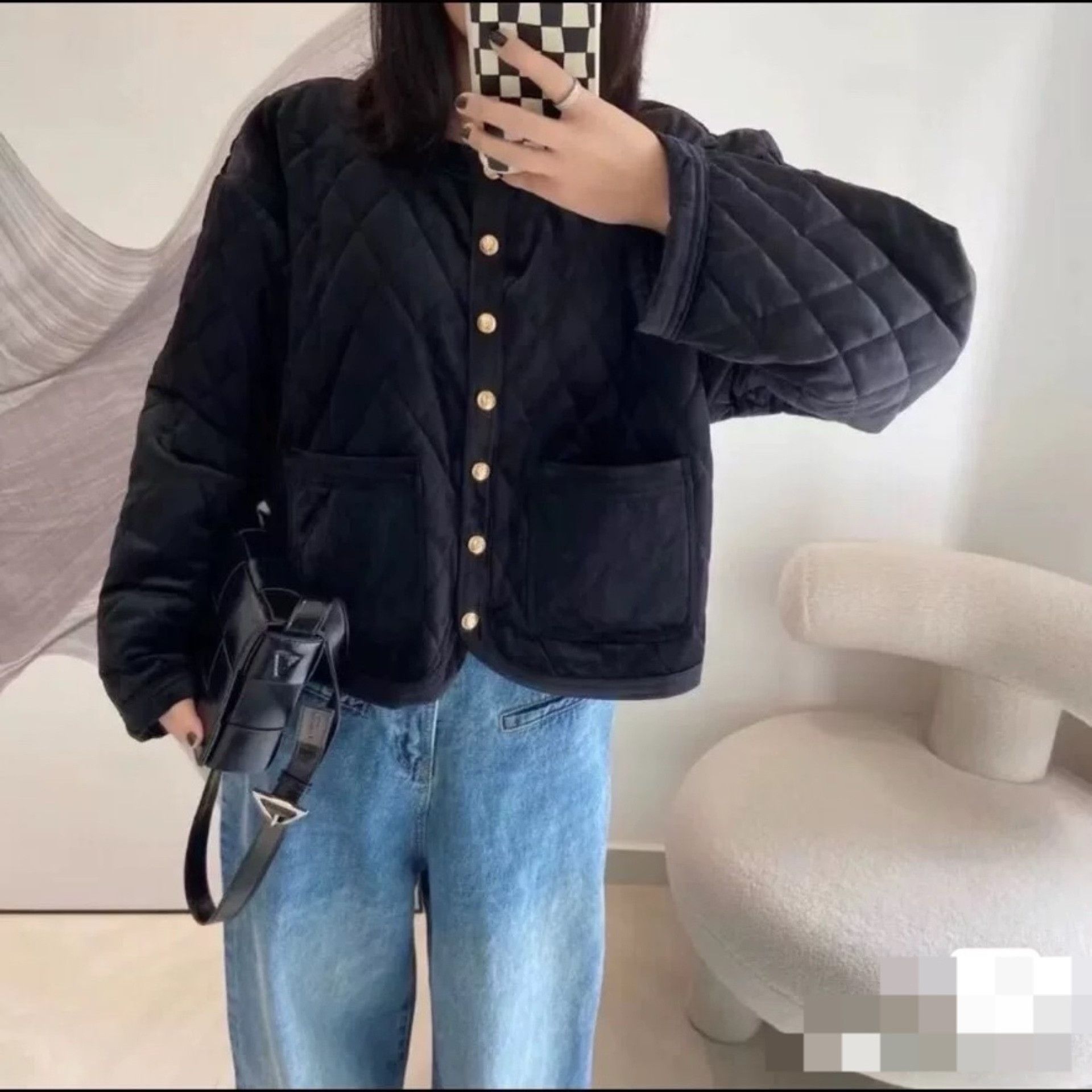 Celine Celine Black Quilted Velvet Jacket Size XXS / US 00 / IT 34 - 6 Thumbnail