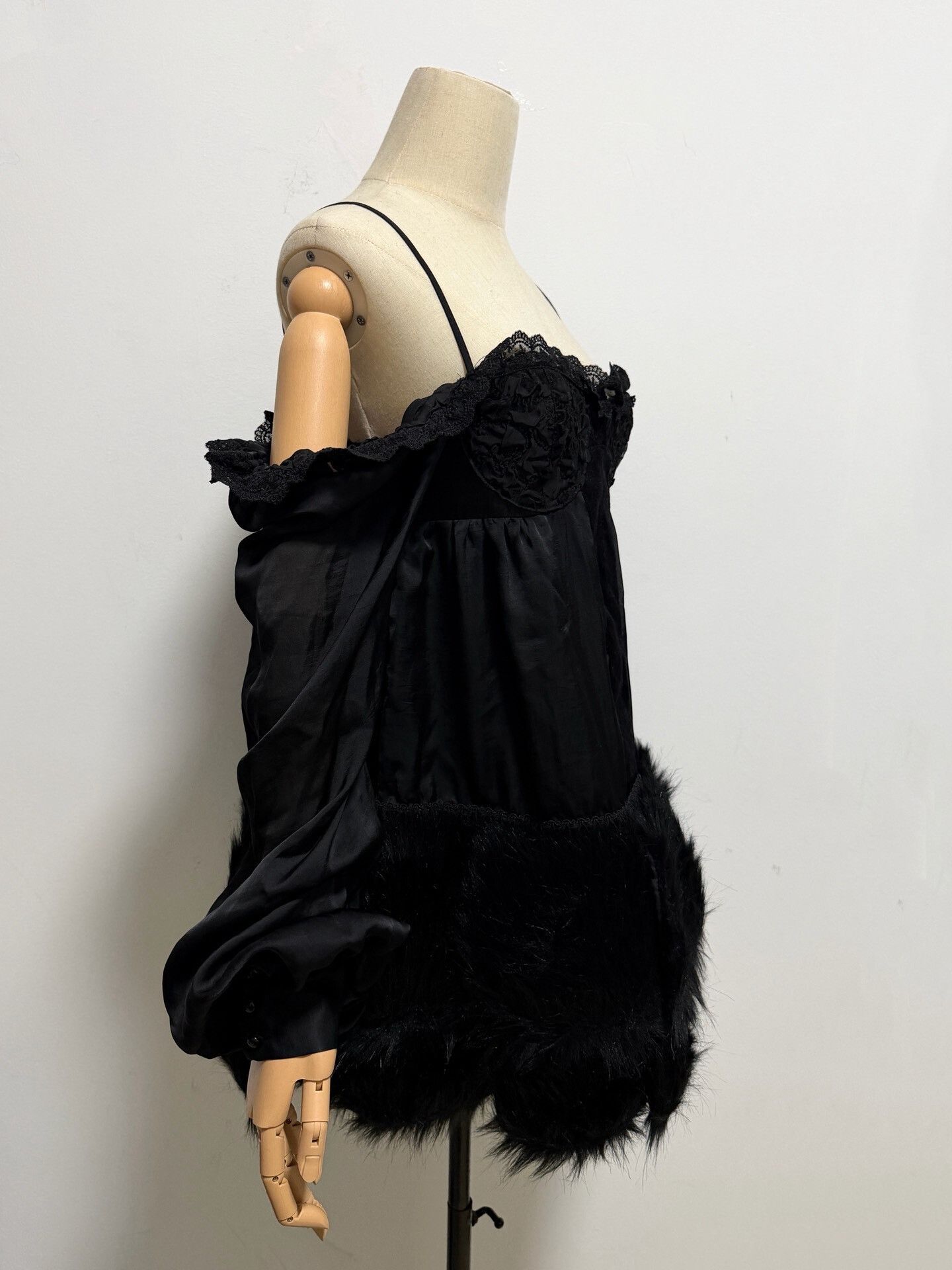 Alice Waese Aliceauaa Fur Lace Slip Dress Size L / US 10 / IT 46 - 5 Thumbnail