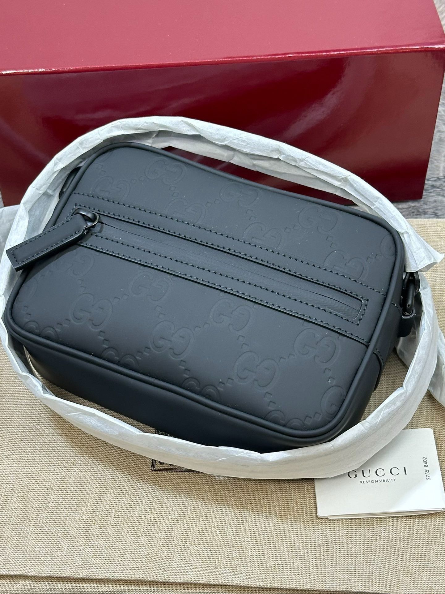 Gucci Gucci Black Embossed Logo Camera Bag Size ONE SIZE - 5 Thumbnail