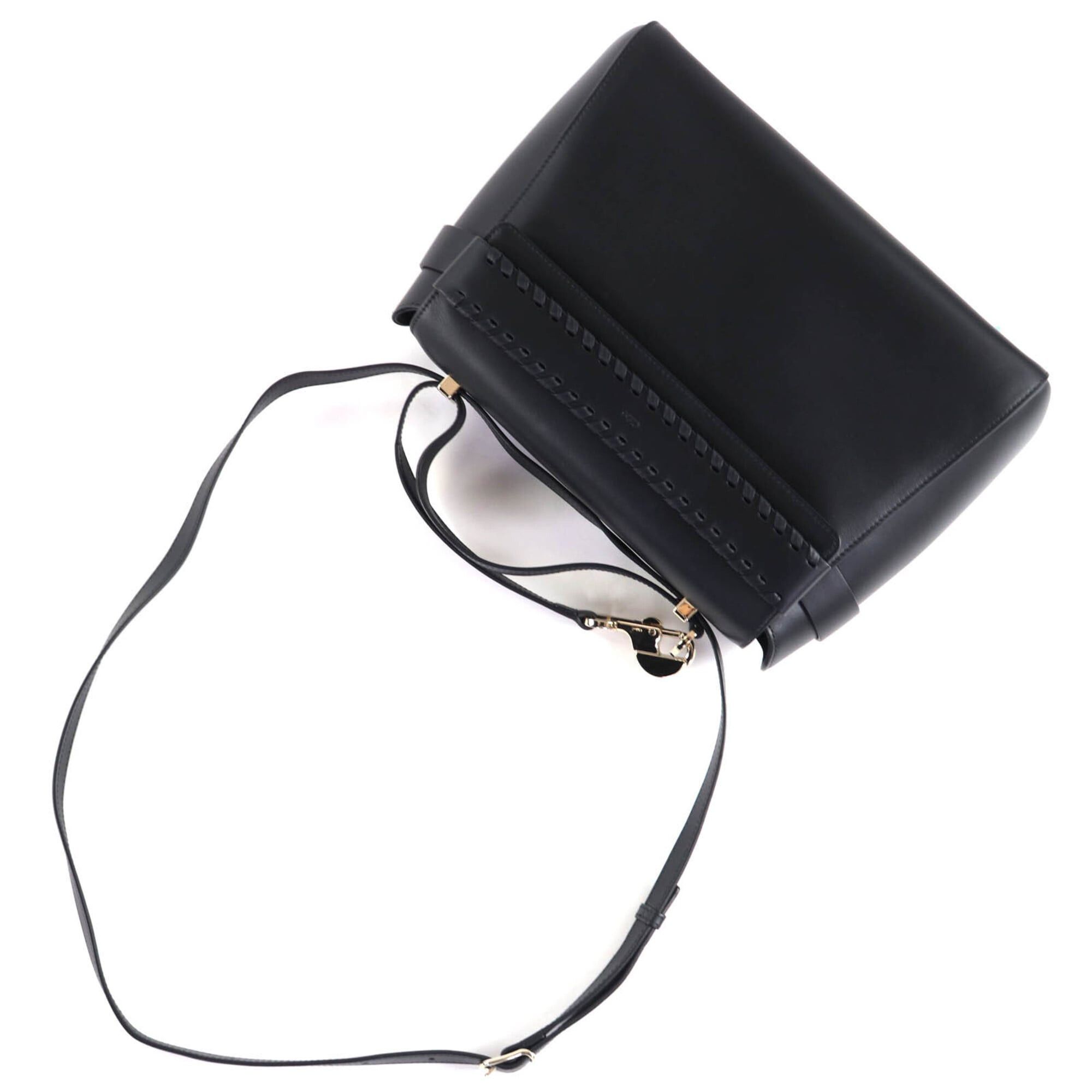 Chloe Chloé Chloe CHC22WS122l91001 NACHA Top Handle 2-Way Leather Hand/Shoulder Bag, Black, with Dust Made in Italy, Women's Size ONE SIZE - 7 Thumbnail