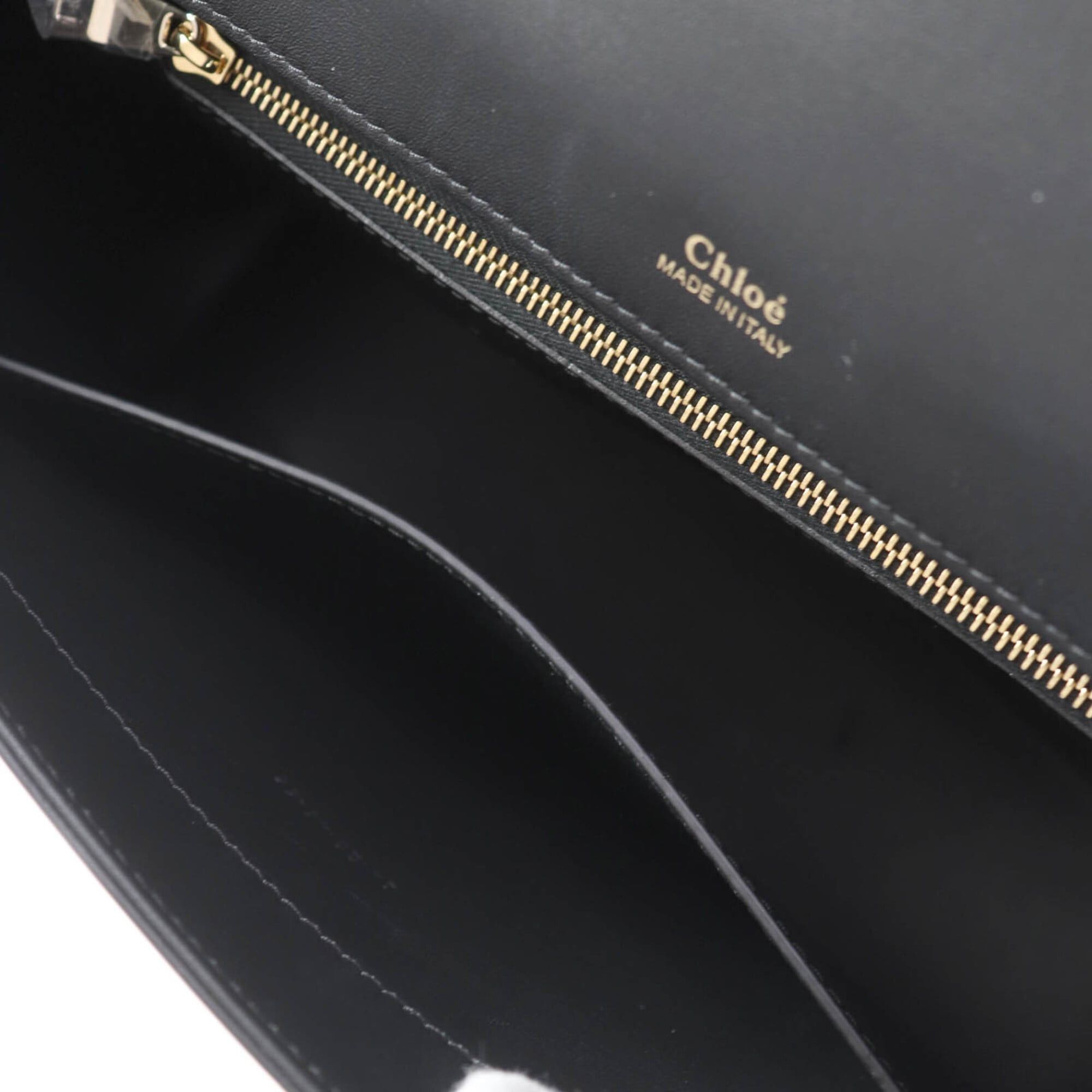 Chloe Chloé Chloe CHC22WS122l91001 NACHA Top Handle 2-Way Leather Hand/Shoulder Bag, Black, with Dust Made in Italy, Women's Size ONE SIZE - 9 Thumbnail