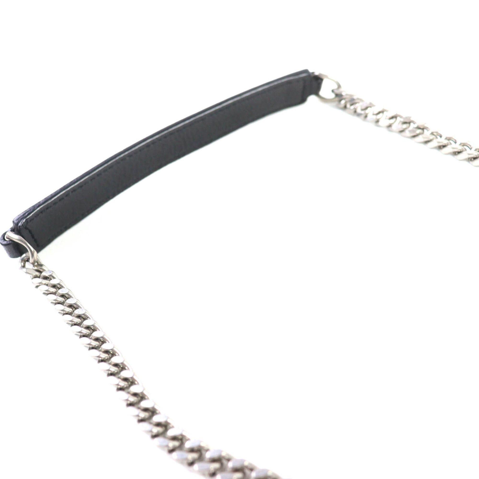 Saint Laurent Paris SAINT LAURENT 405328 Classic Baby Chain Leather Shoulder Bag, Black with Silver Hardware, Comes Dust Made in Italy, Women's. Size ONE SIZE - 8 Thumbnail