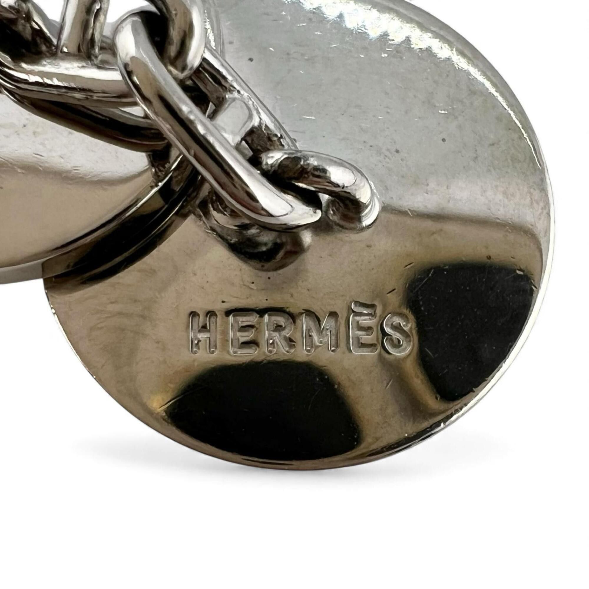 Hermes HERMES Chaine d'Ancre H-motif Palladium-plated enamel cufflinks, black and silver, for men. Size ONE SIZE - 5 Thumbnail