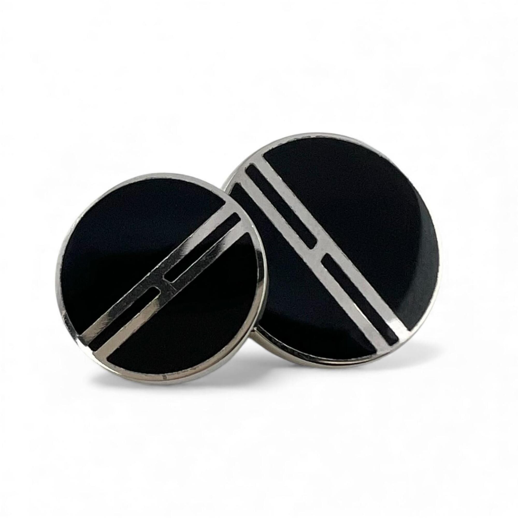 Hermes HERMES Chaine d'Ancre H-motif Palladium-plated enamel cufflinks, black and silver, for men. Size ONE SIZE - 3 Thumbnail