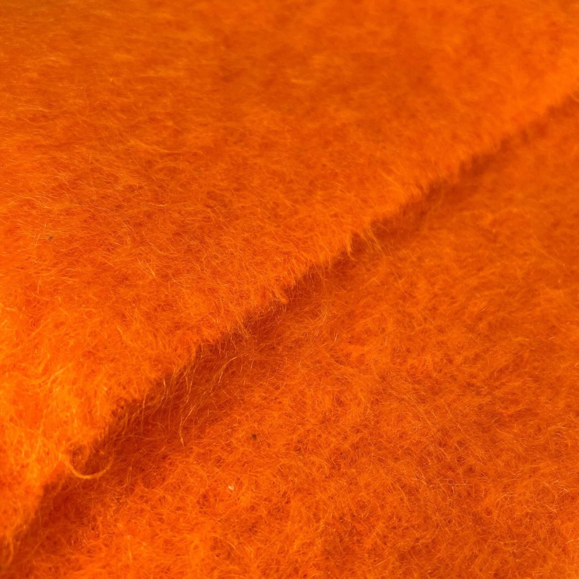 Loewe LOEWE Mohair Wool Anagram Leather Patch Fringe Scarf, Orange, Made in Spain, Authentic, Women's Size ONE SIZE - 3 Thumbnail