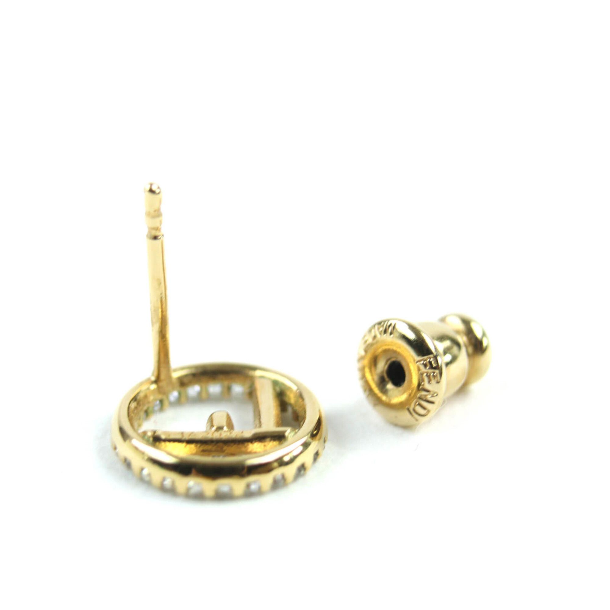 Fendi FENDI F is Fendi earrings with logo and rhinestones, pair, gold silver, box, made in Italy, women's. Size ONE SIZE - 6 Thumbnail